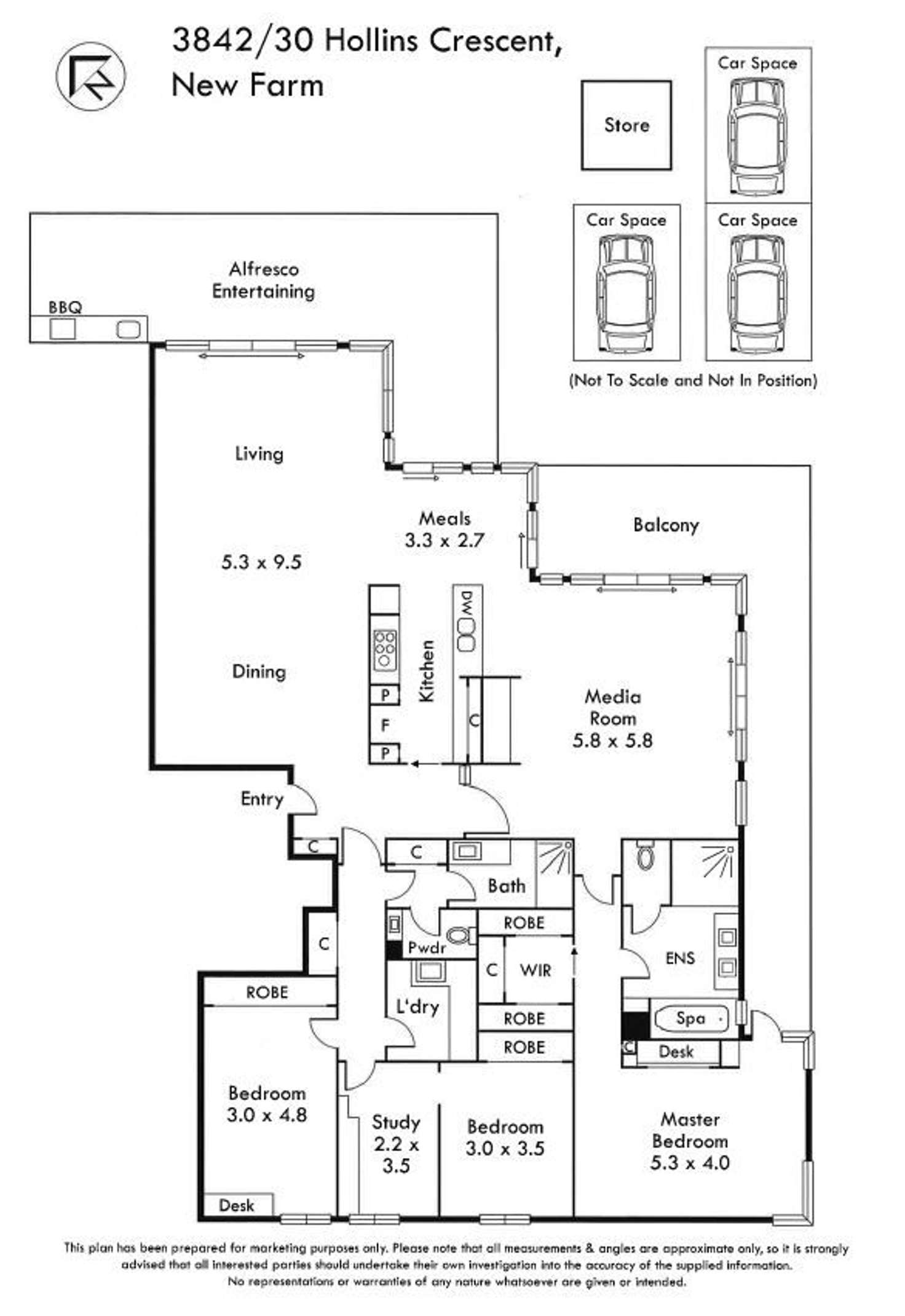 Floorplan of Homely apartment listing, 3842/30 Hollins Crescent, New Farm QLD 4005