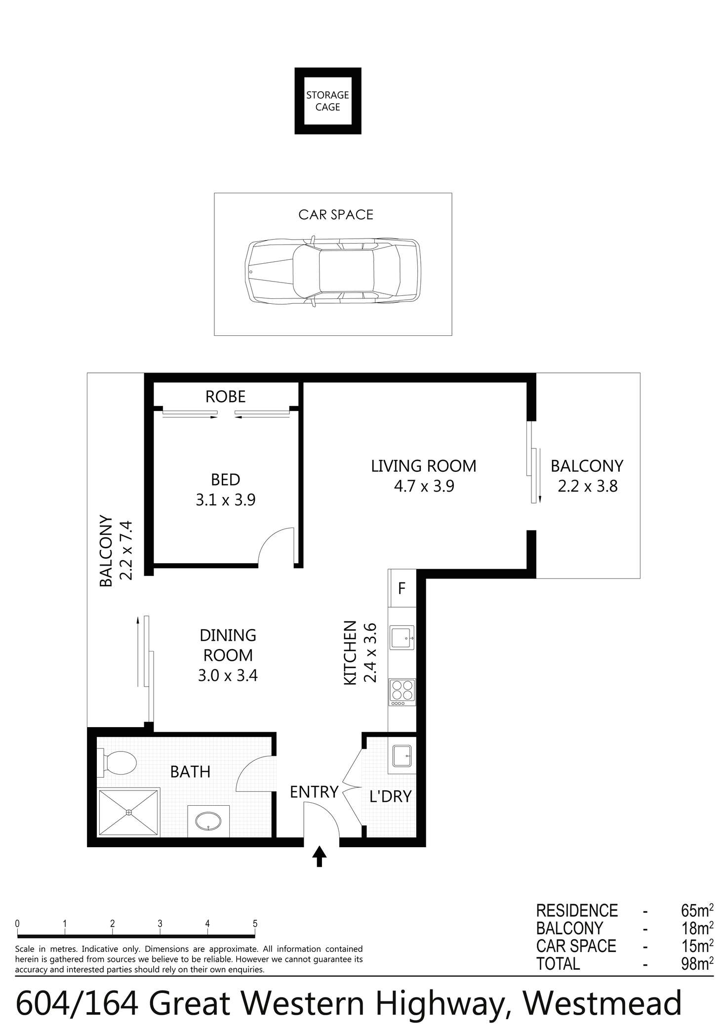 Floorplan of Homely apartment listing, 604/164 Great Western Highway, Westmead NSW 2145