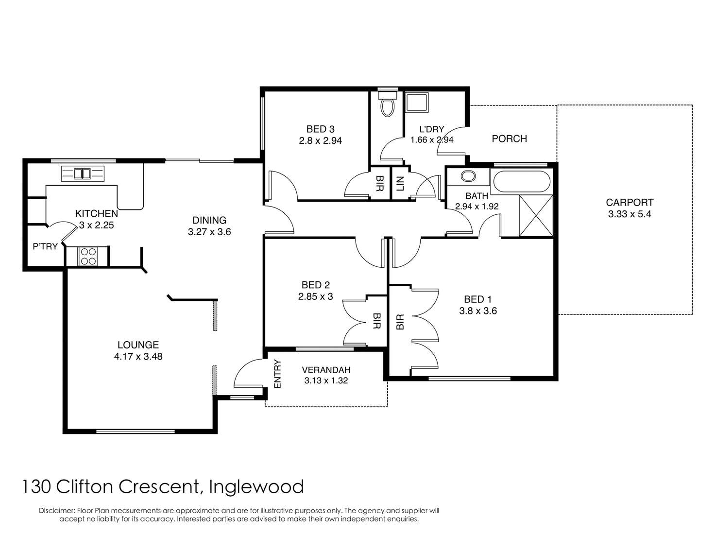 Floorplan of Homely house listing, 130 Clifton Crescent, Inglewood WA 6052