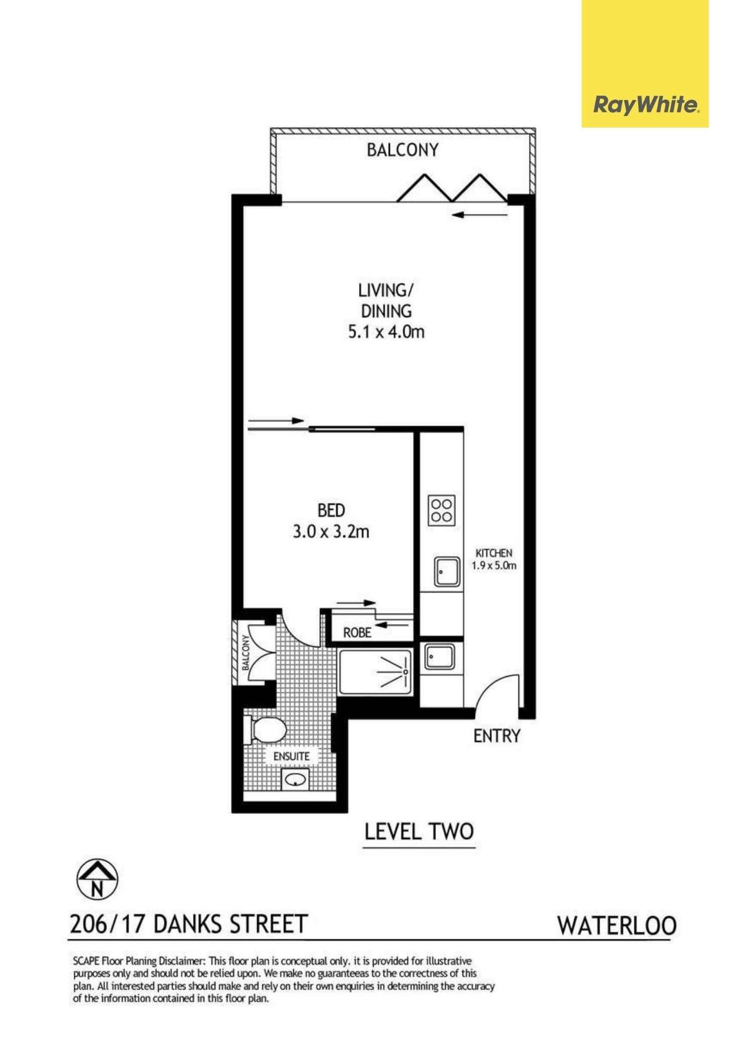 Floorplan of Homely apartment listing, 206/17 Danks Street, Waterloo NSW 2017