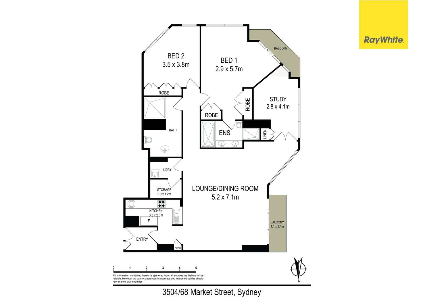 Floorplan of Homely apartment listing, 3504/68 Market, Sydney NSW 2000