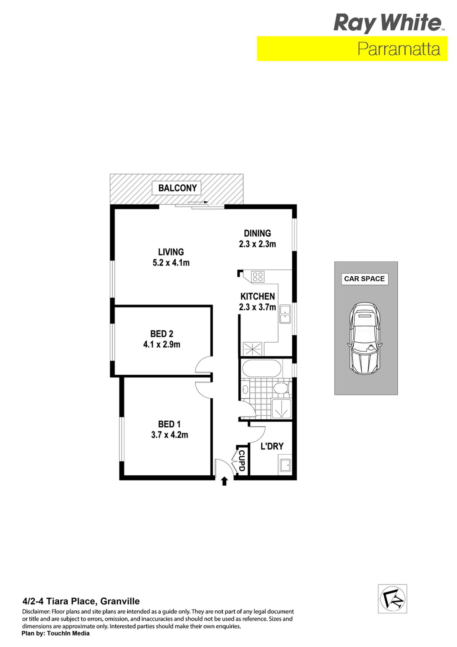 Floorplan of Homely unit listing, 4/2-4 Tiara Place, Granville NSW 2142