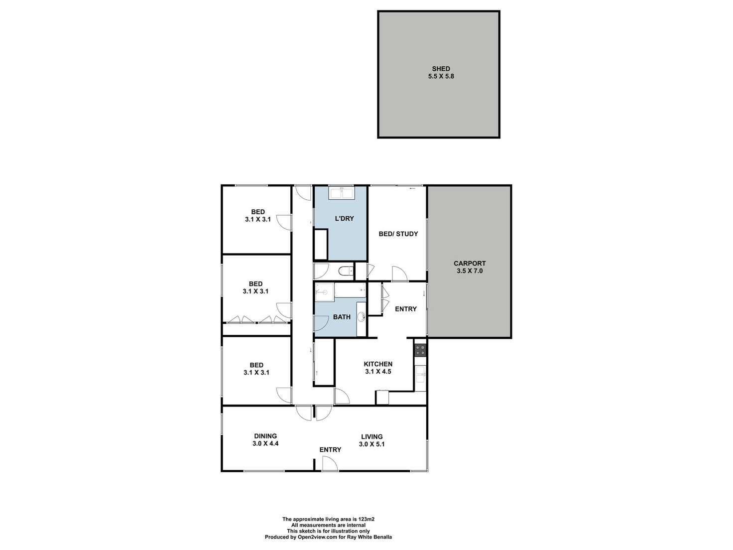 Floorplan of Homely house listing, 3 Short Street, Benalla VIC 3672