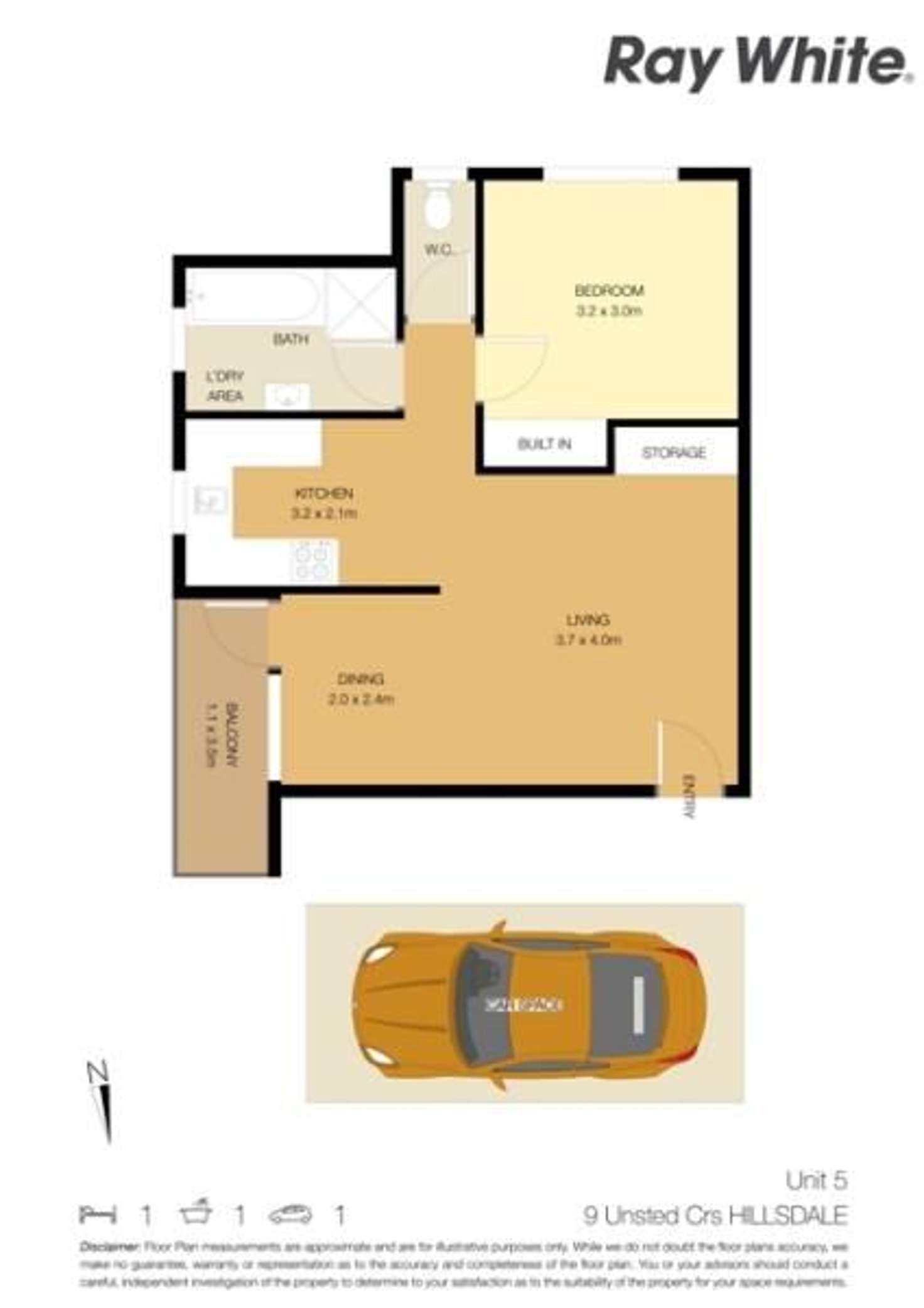 Floorplan of Homely unit listing, 5/9 Unsted Crescent, Hillsdale NSW 2036