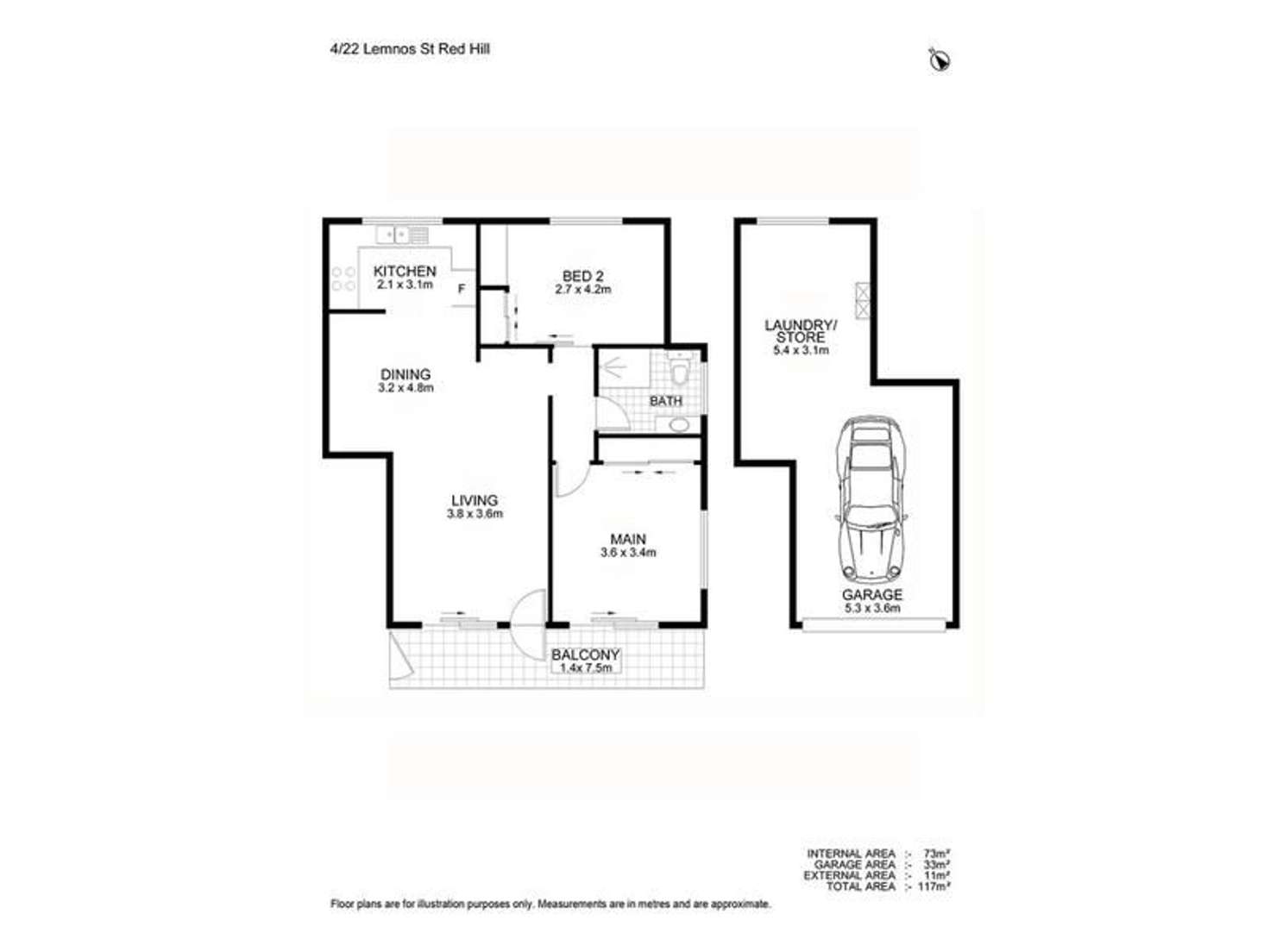 Floorplan of Homely apartment listing, 4/22 Lemnos Street, Red Hill QLD 4059