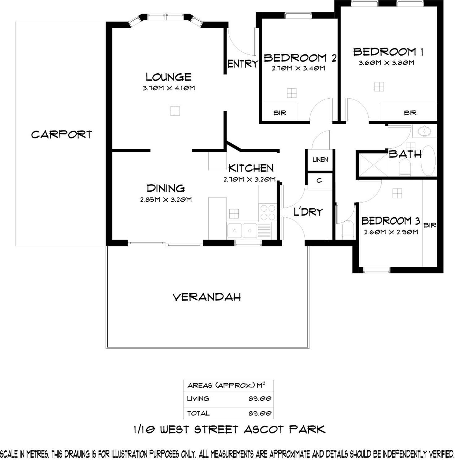 Floorplan of Homely unit listing, 1/10 West Street, Ascot Park SA 5043