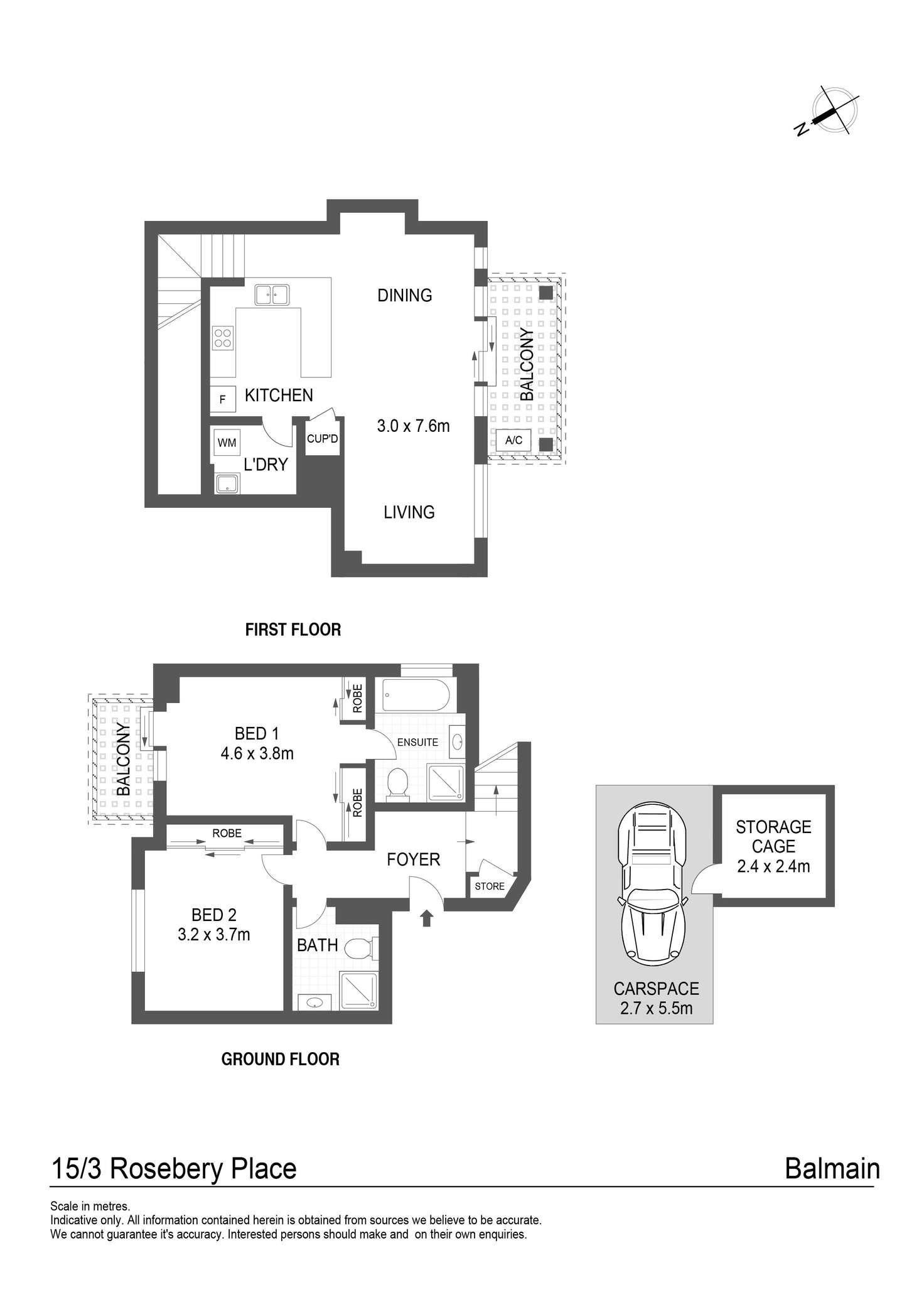 Floorplan of Homely apartment listing, 15/3 Rosebery Place, Balmain NSW 2041
