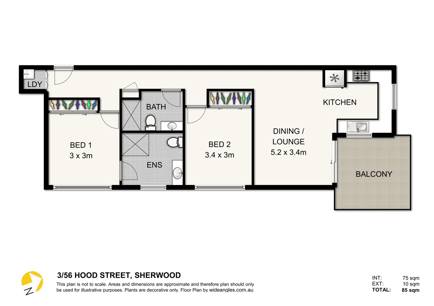 Floorplan of Homely unit listing, 3/56 Hood Street, Sherwood QLD 4075