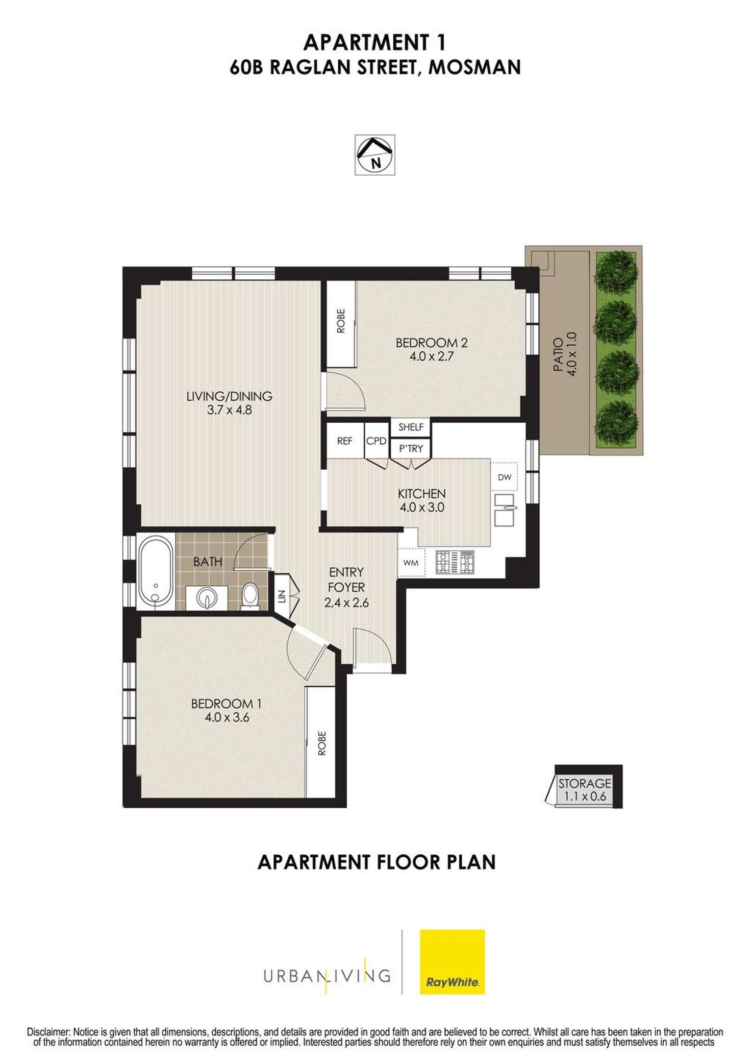 Floorplan of Homely apartment listing, 1/60B Raglan Street, Mosman NSW 2088