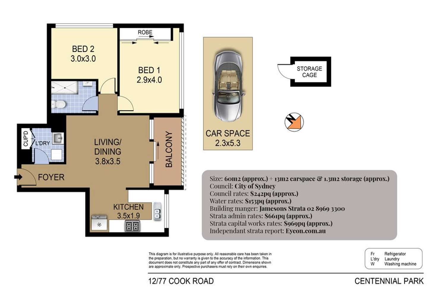 Floorplan of Homely apartment listing, 12/77-83 Cook Road, Centennial Park NSW 2021