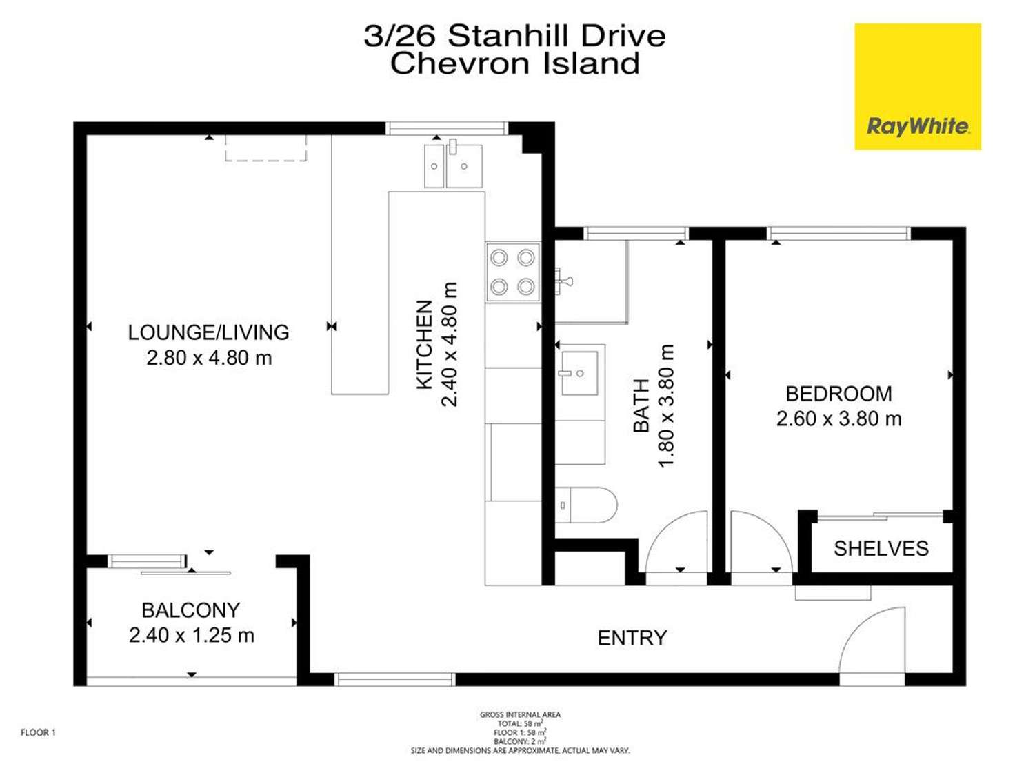 Floorplan of Homely apartment listing, 3/26 Stanhill Drive, Chevron Island QLD 4217