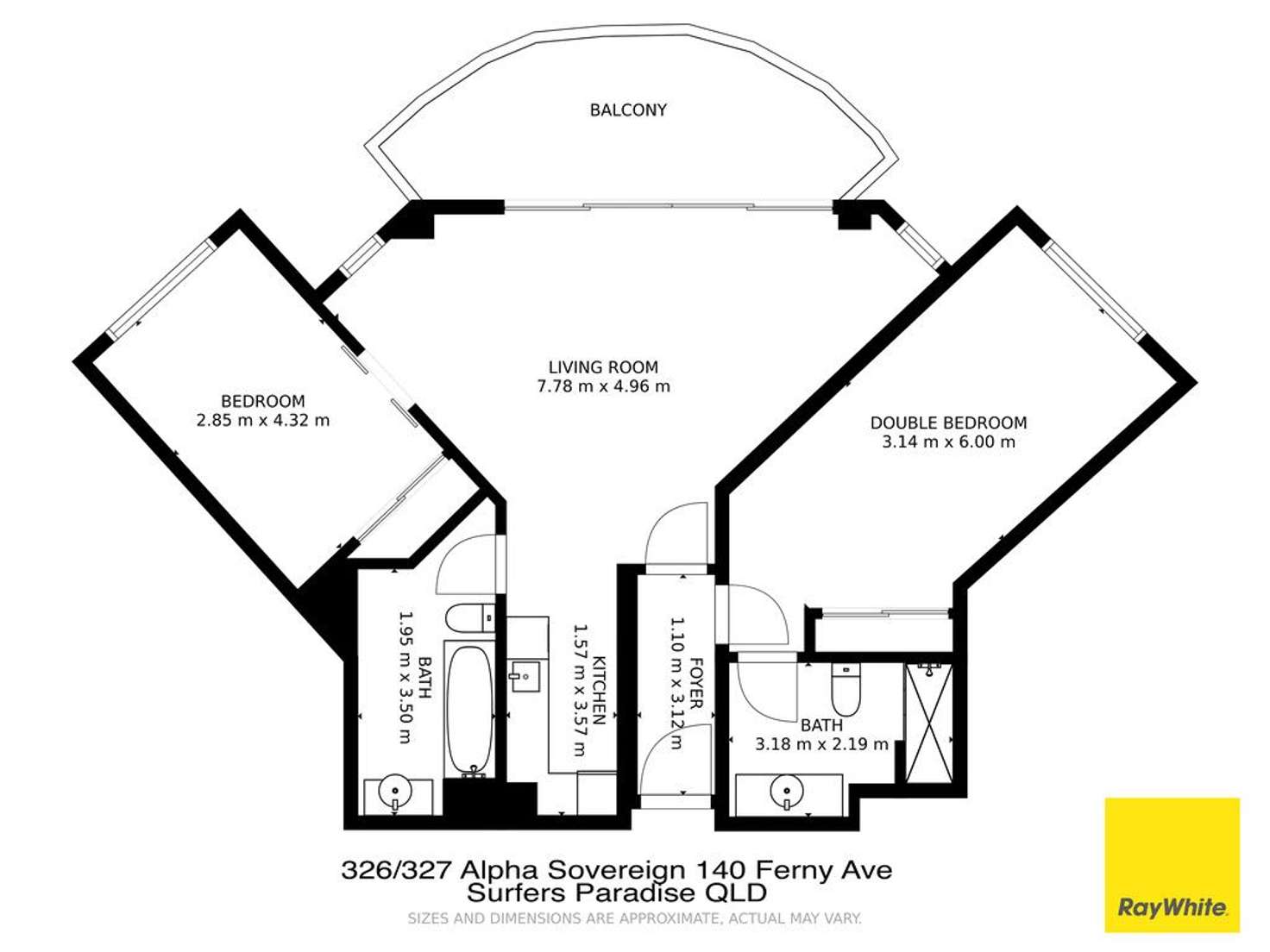 Floorplan of Homely apartment listing, 326 & 327/132 Ferny Avenue, Surfers Paradise QLD 4217