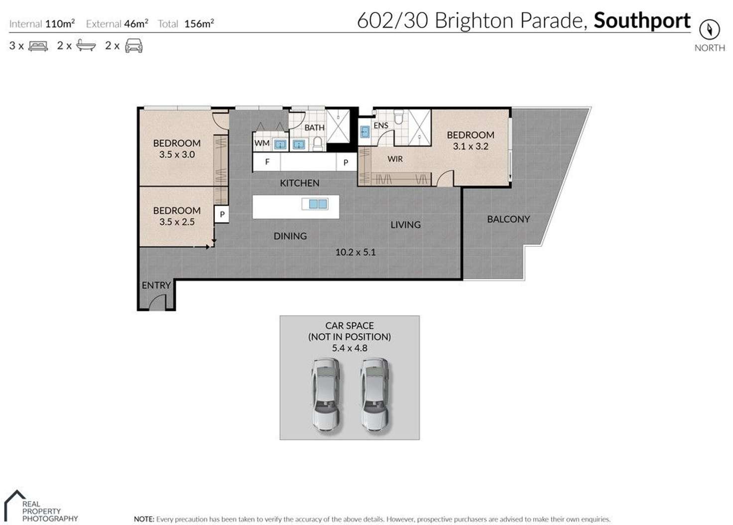 Floorplan of Homely apartment listing, 602/30 Brighton Parade, Southport QLD 4215