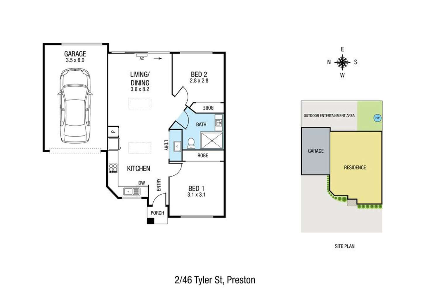 Floorplan of Homely unit listing, 2/46 Tyler Street, Preston VIC 3072