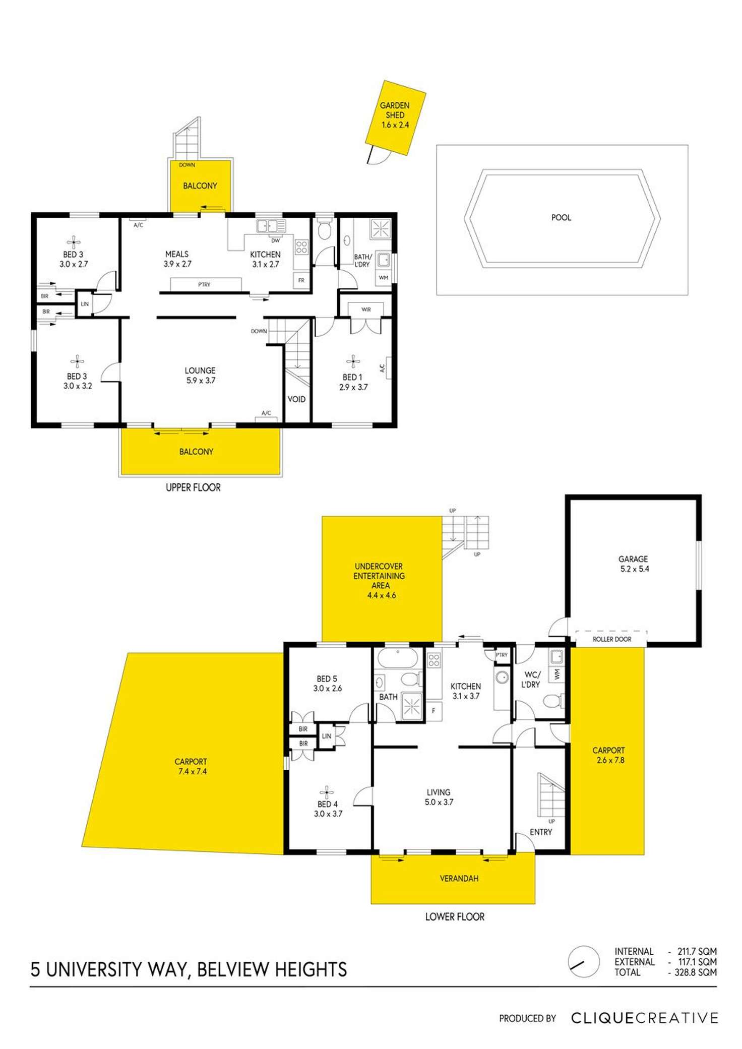 Floorplan of Homely house listing, 5 University Way, Bellevue Heights SA 5050