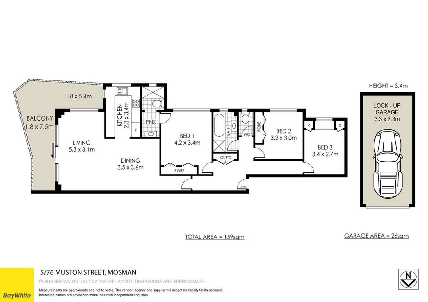 Floorplan of Homely apartment listing, 5/76 Muston Street, Mosman NSW 2088
