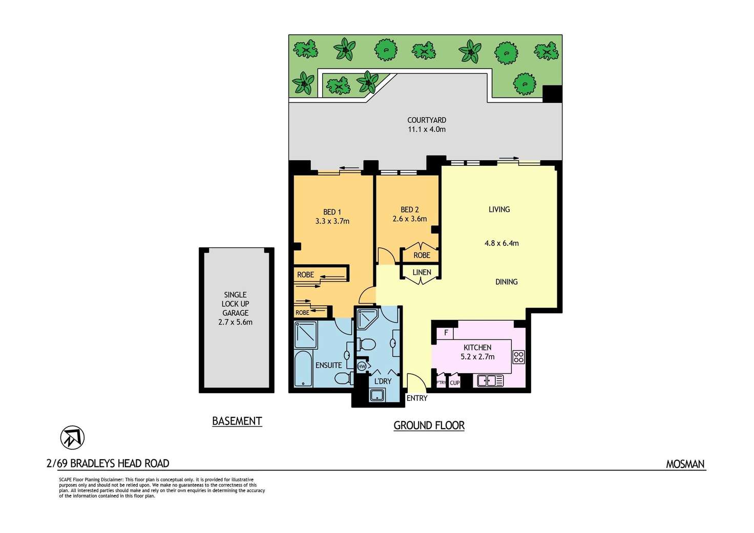 Floorplan of Homely apartment listing, 2/69 Bradleys Head Road, Mosman NSW 2088