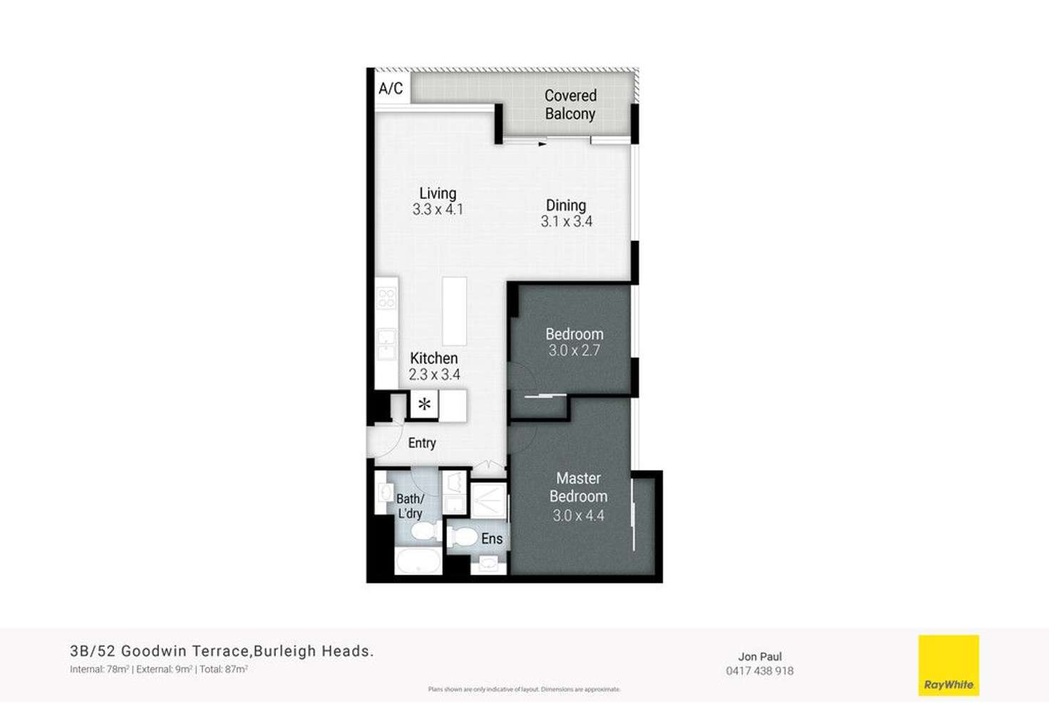 Floorplan of Homely unit listing, 3B/52 Goodwin Terrace, Burleigh Heads QLD 4220