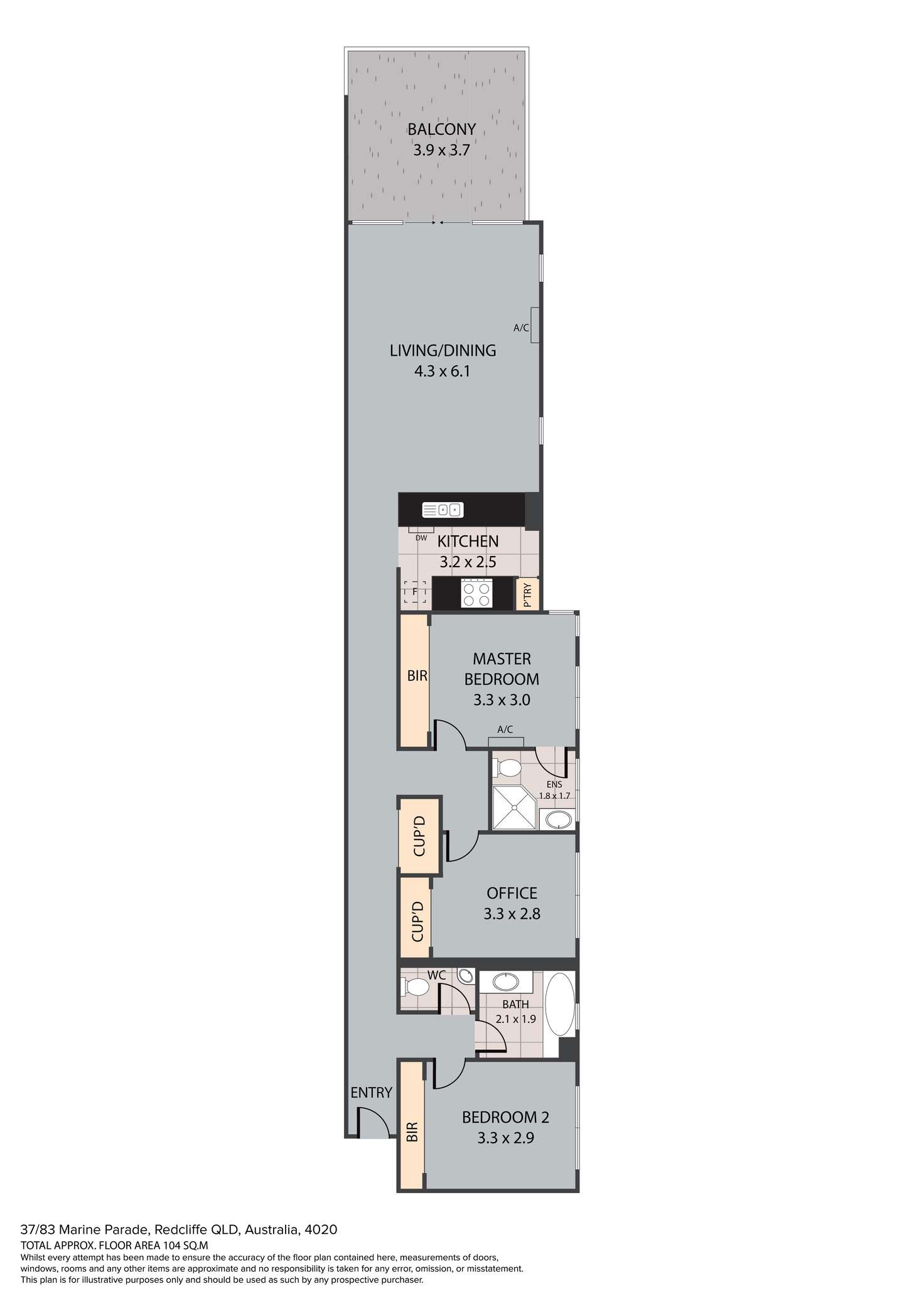 Floorplan of Homely unit listing, 37/83 Marine Parade, Redcliffe QLD 4020