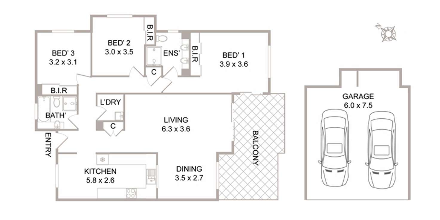Floorplan of Homely apartment listing, 1/11 Cates Place, St Ives NSW 2075