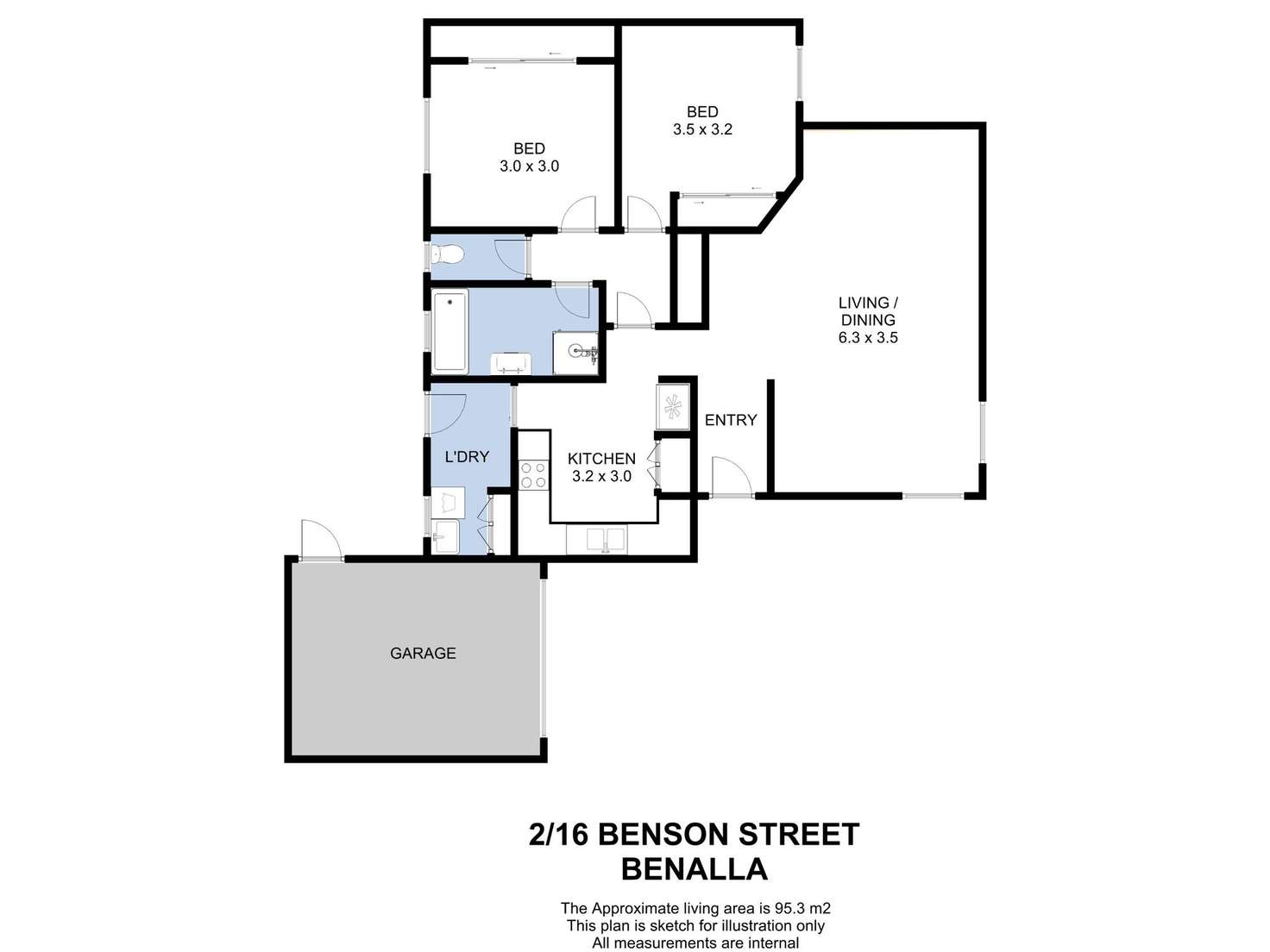 Floorplan of Homely unit listing, 2/16 Benson Street, Benalla VIC 3672