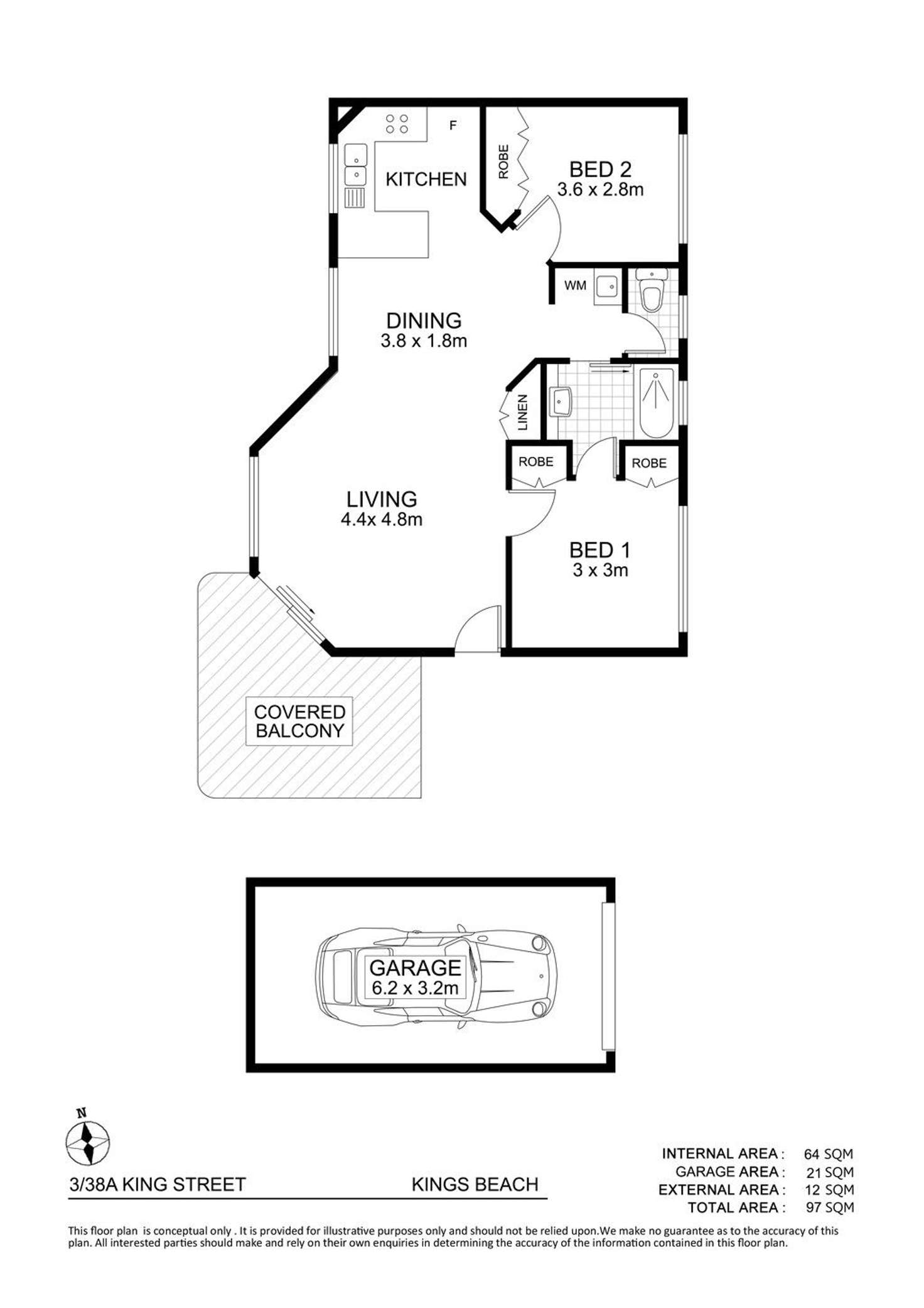 Floorplan of Homely unit listing, Unit 3/38a King Street, Kings Beach QLD 4551