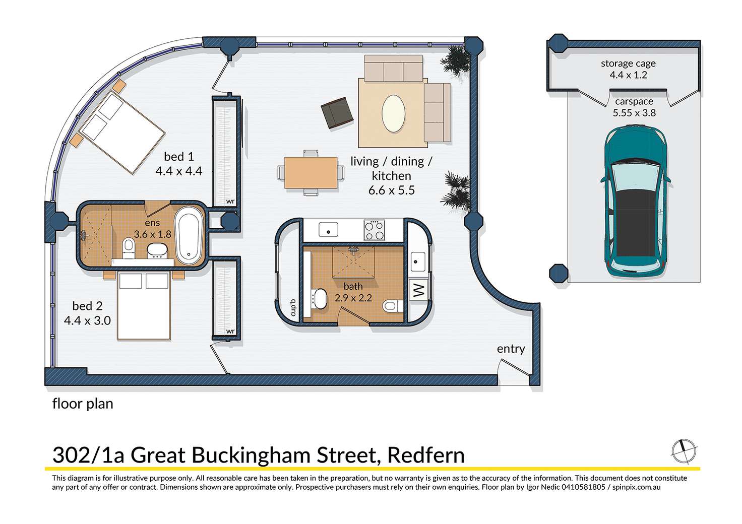 Floorplan of Homely apartment listing, 302/1A Great Buckingham Street, Redfern NSW 2016