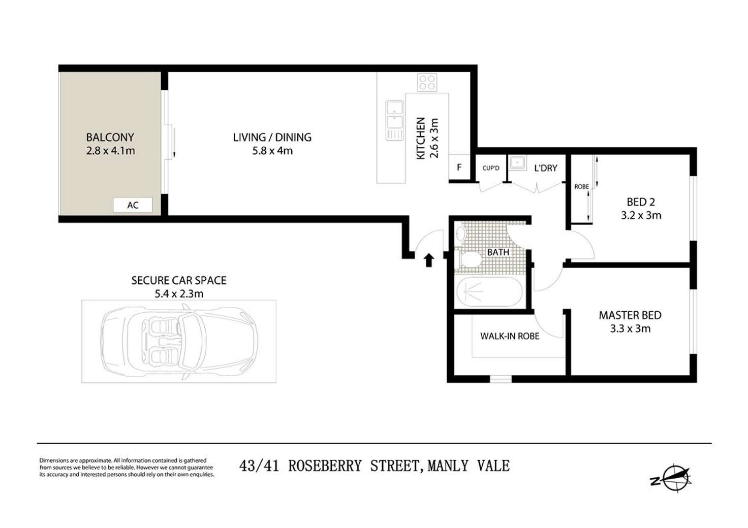 Floorplan of Homely apartment listing, 43/41 Roseberry Street, Manly Vale NSW 2093