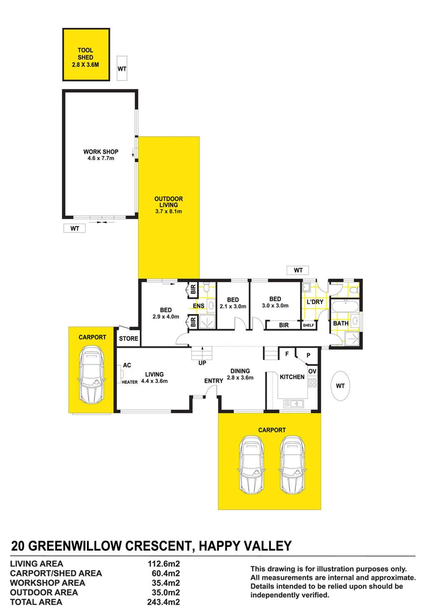 Floorplan of Homely house listing, 20 Greenwillow Crescent, Happy Valley SA 5159