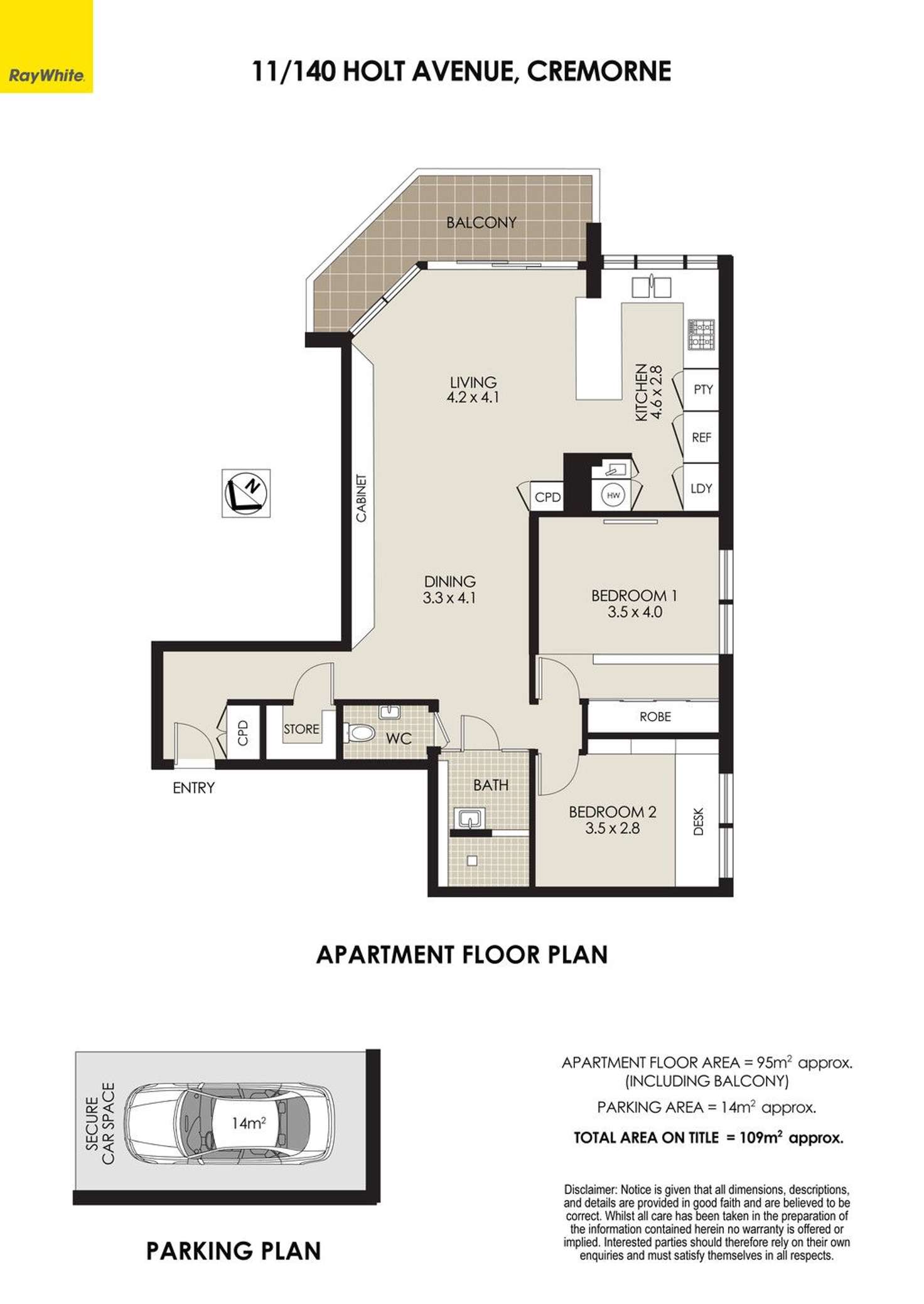 Floorplan of Homely apartment listing, 11/140 Holt Avenue, Cremorne NSW 2090