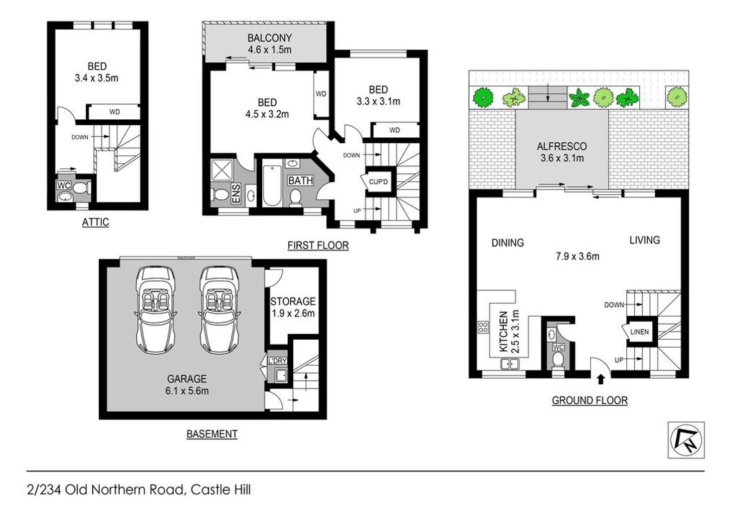 Floorplan of Homely townhouse listing, 2/234 Old Northern Road, Castle Hill NSW 2154