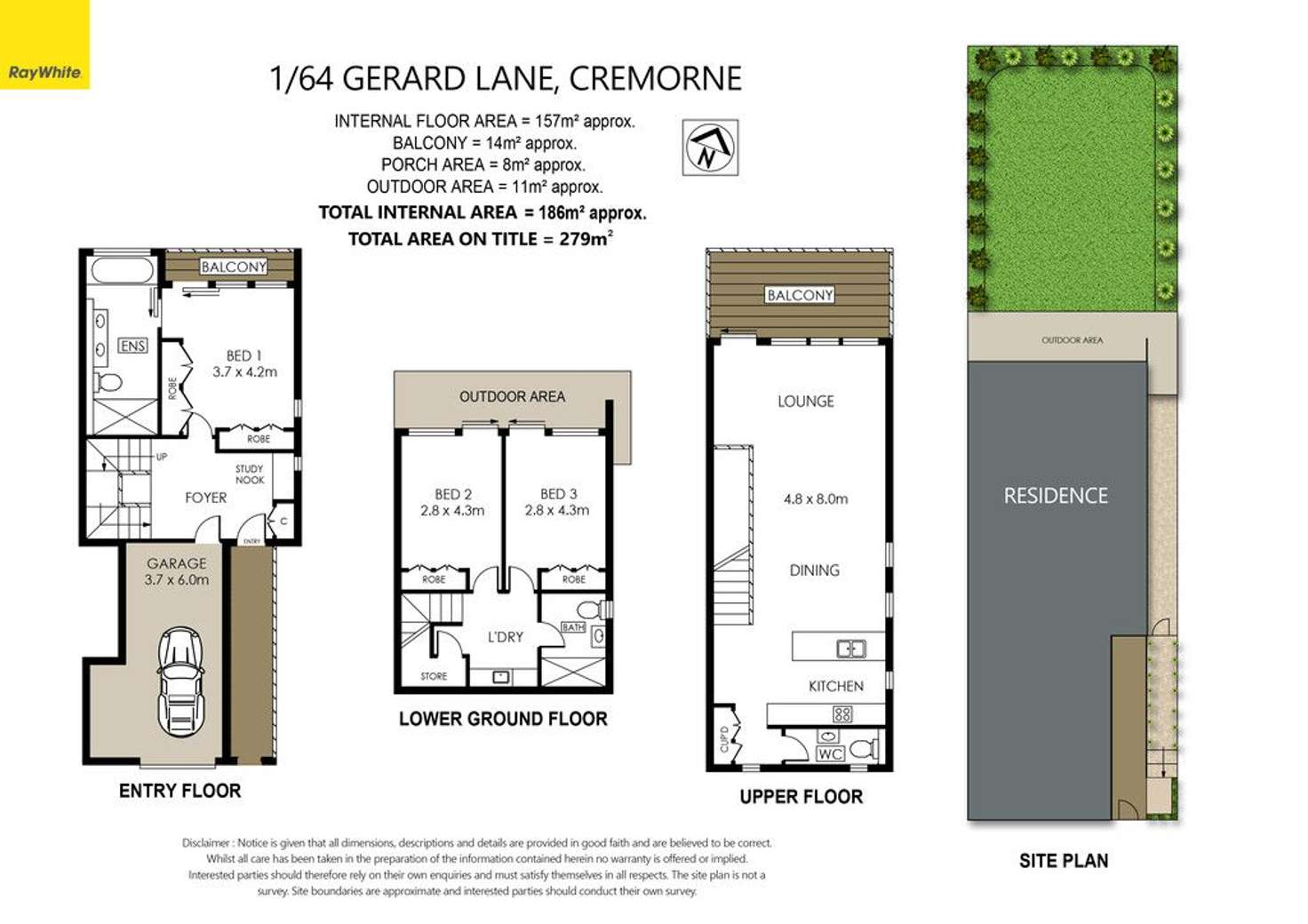 Floorplan of Homely townhouse listing, 1/64 Gerard Lane, Cremorne NSW 2090