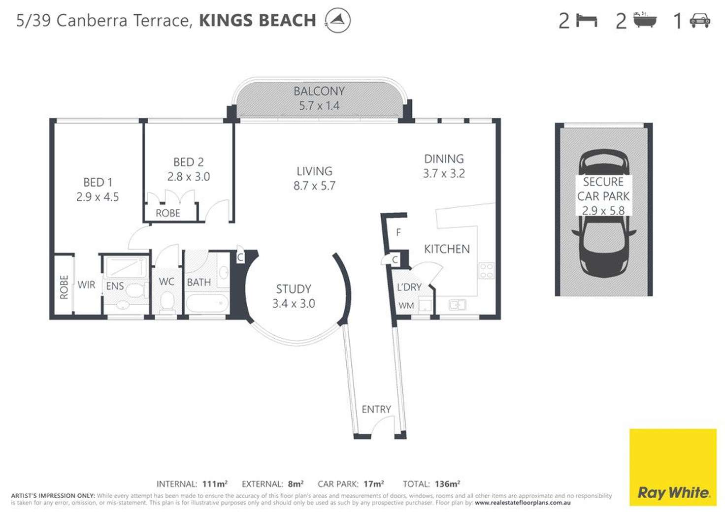 Floorplan of Homely unit listing, Unit 5/39 Canberra Terrace, Kings Beach QLD 4551