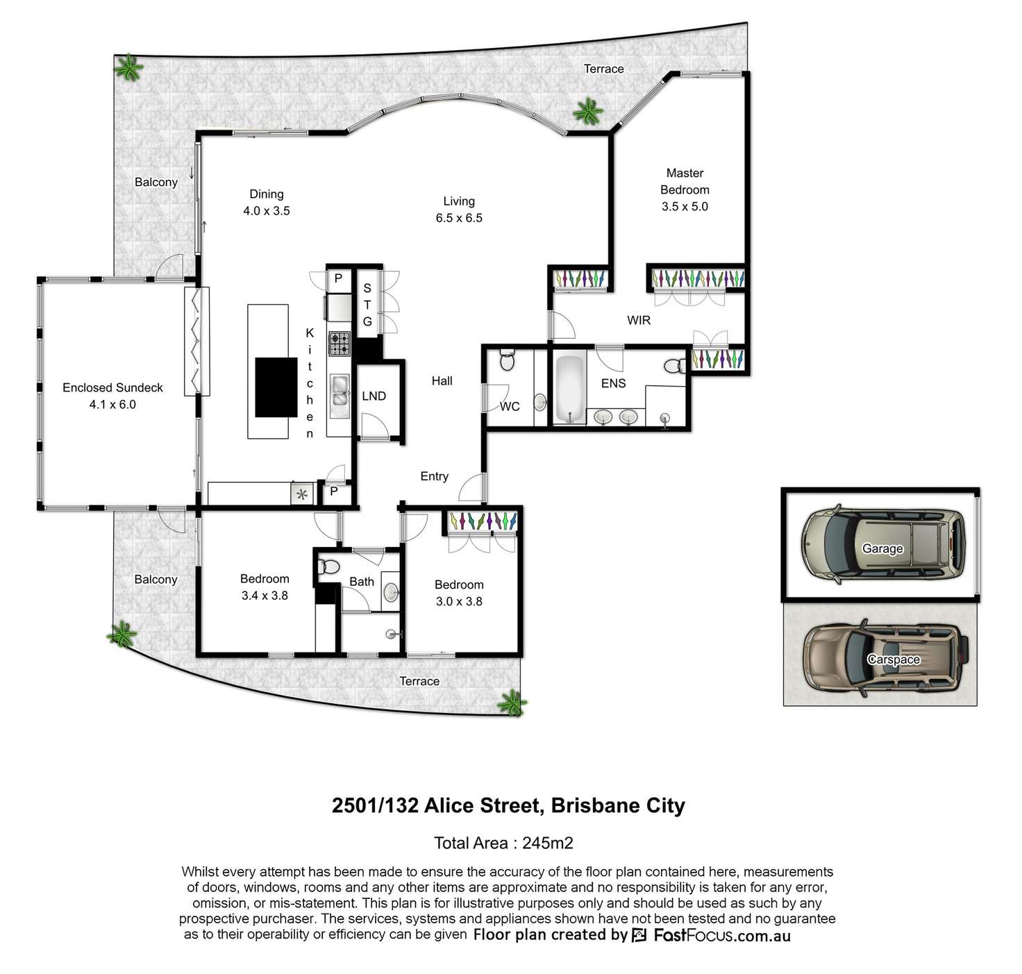 Floorplan of Homely apartment listing, 2501/132 Alice Street, Brisbane City QLD 4000