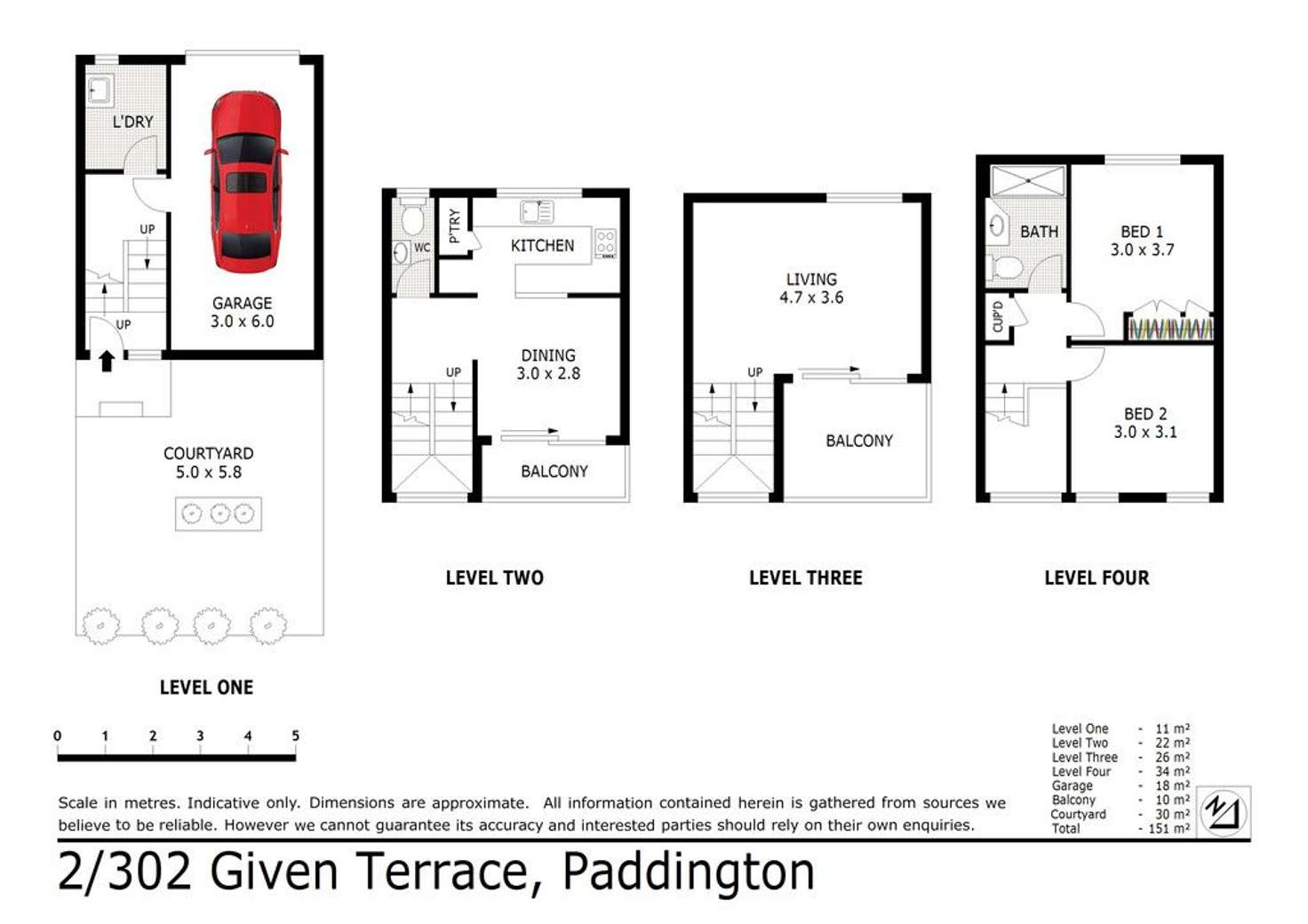 Floorplan of Homely townhouse listing, 2/302 Given Terrace, Paddington QLD 4064
