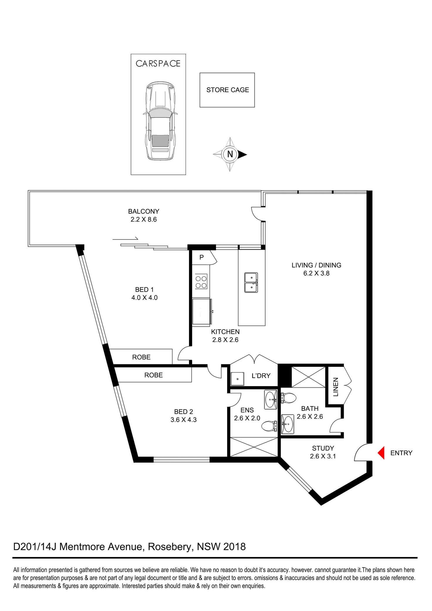 Floorplan of Homely apartment listing, d201/14J Mentmore Avenue, Rosebery NSW 2018