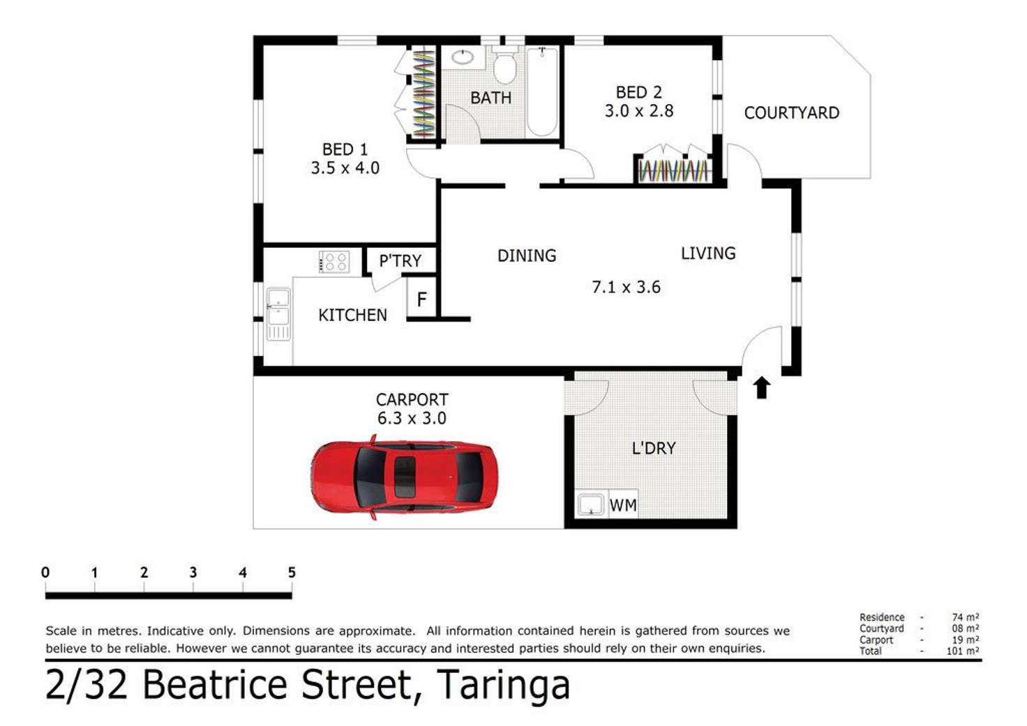 Floorplan of Homely unit listing, 2/32 Beatrice Street, Taringa QLD 4068