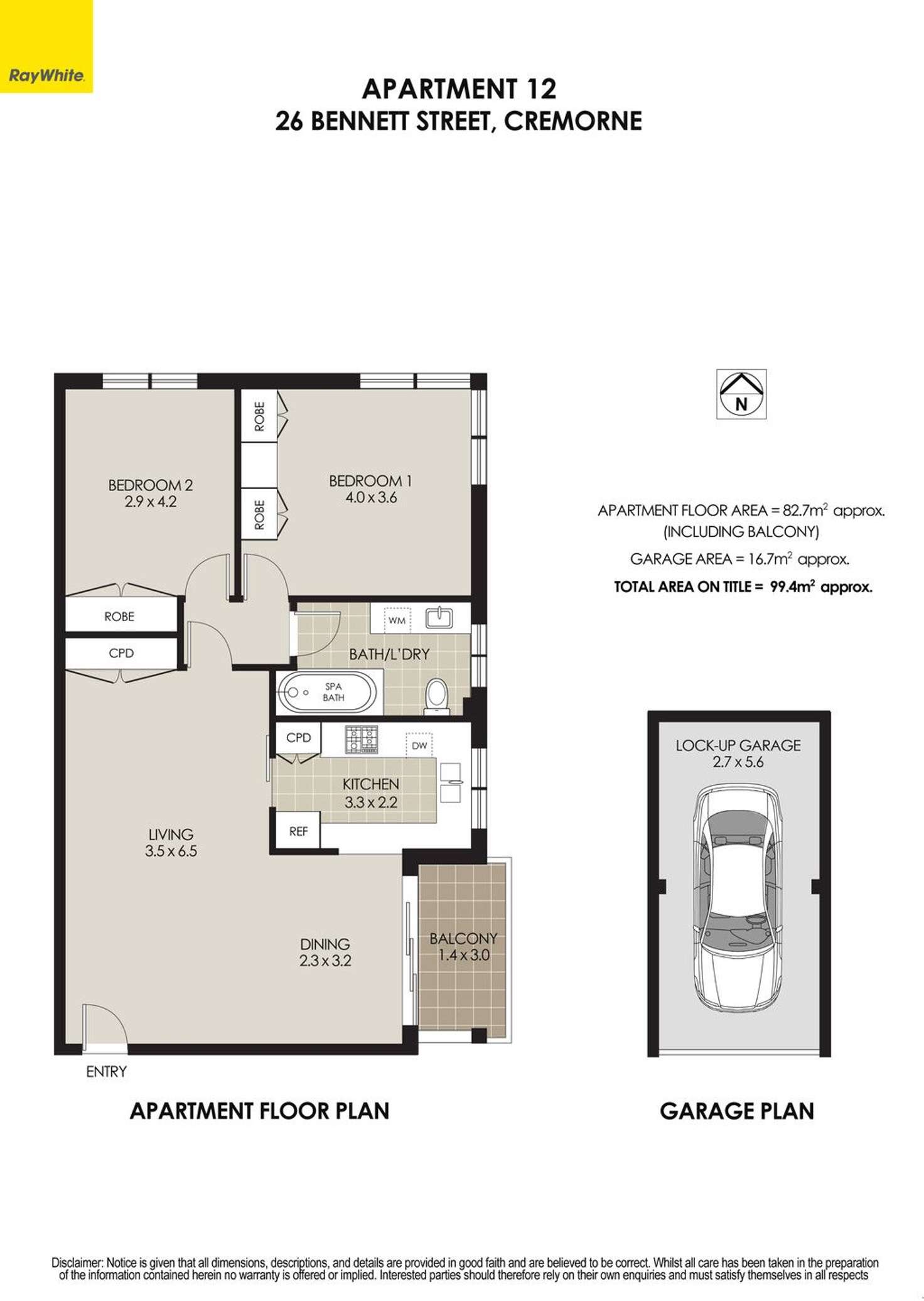 Floorplan of Homely apartment listing, 12/26 Bennett Street, Cremorne NSW 2090