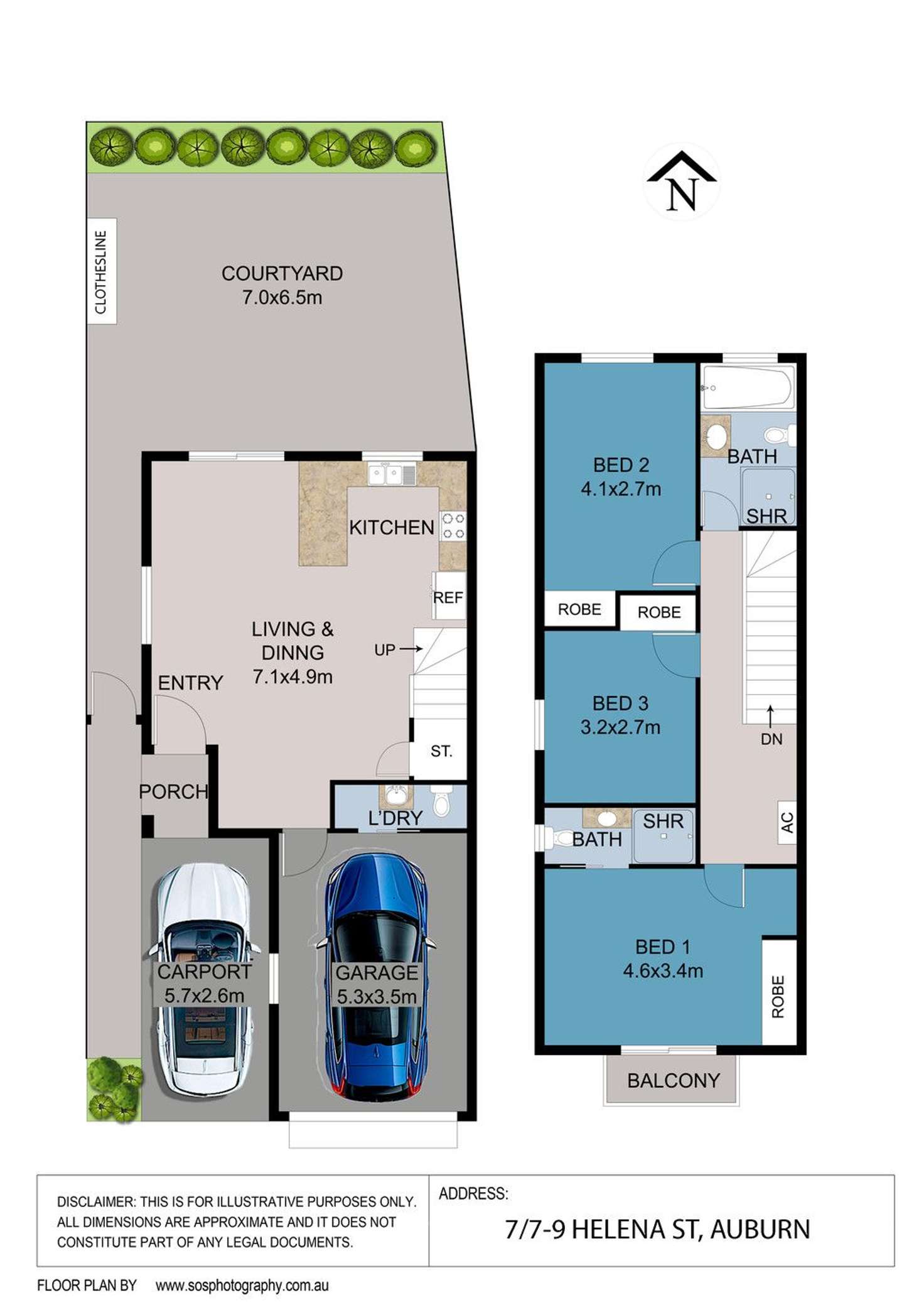 Floorplan of Homely townhouse listing, 7/7-9 Helena Street, Auburn NSW 2144