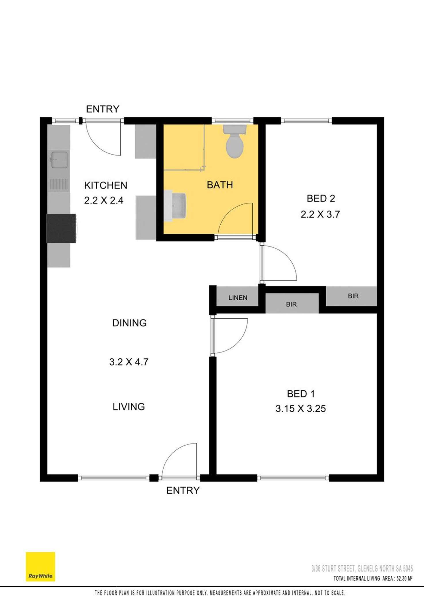 Floorplan of Homely unit listing, 3/36 Sturt Street, Glenelg North SA 5045