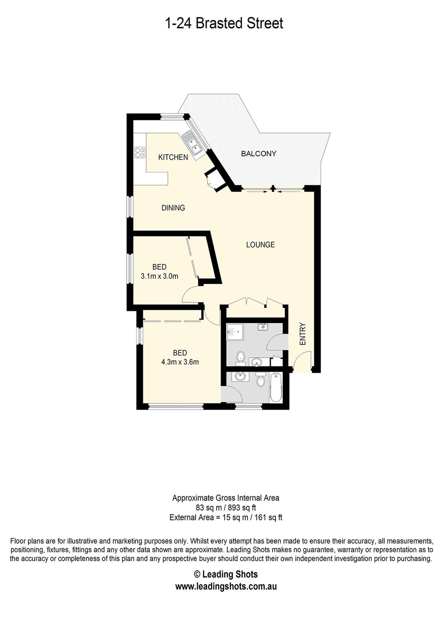 Floorplan of Homely unit listing, 1/24 Brasted Street, Taringa QLD 4068