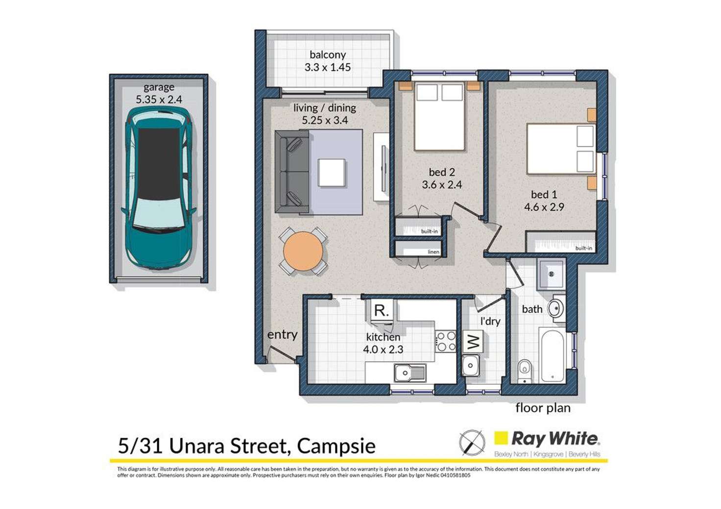Floorplan of Homely unit listing, 5/31 Unara Street, Campsie NSW 2194
