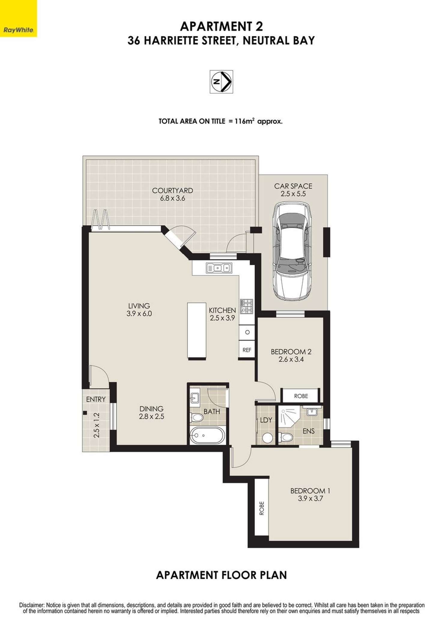Floorplan of Homely apartment listing, 2/36 Harriette Street, Neutral Bay NSW 2089