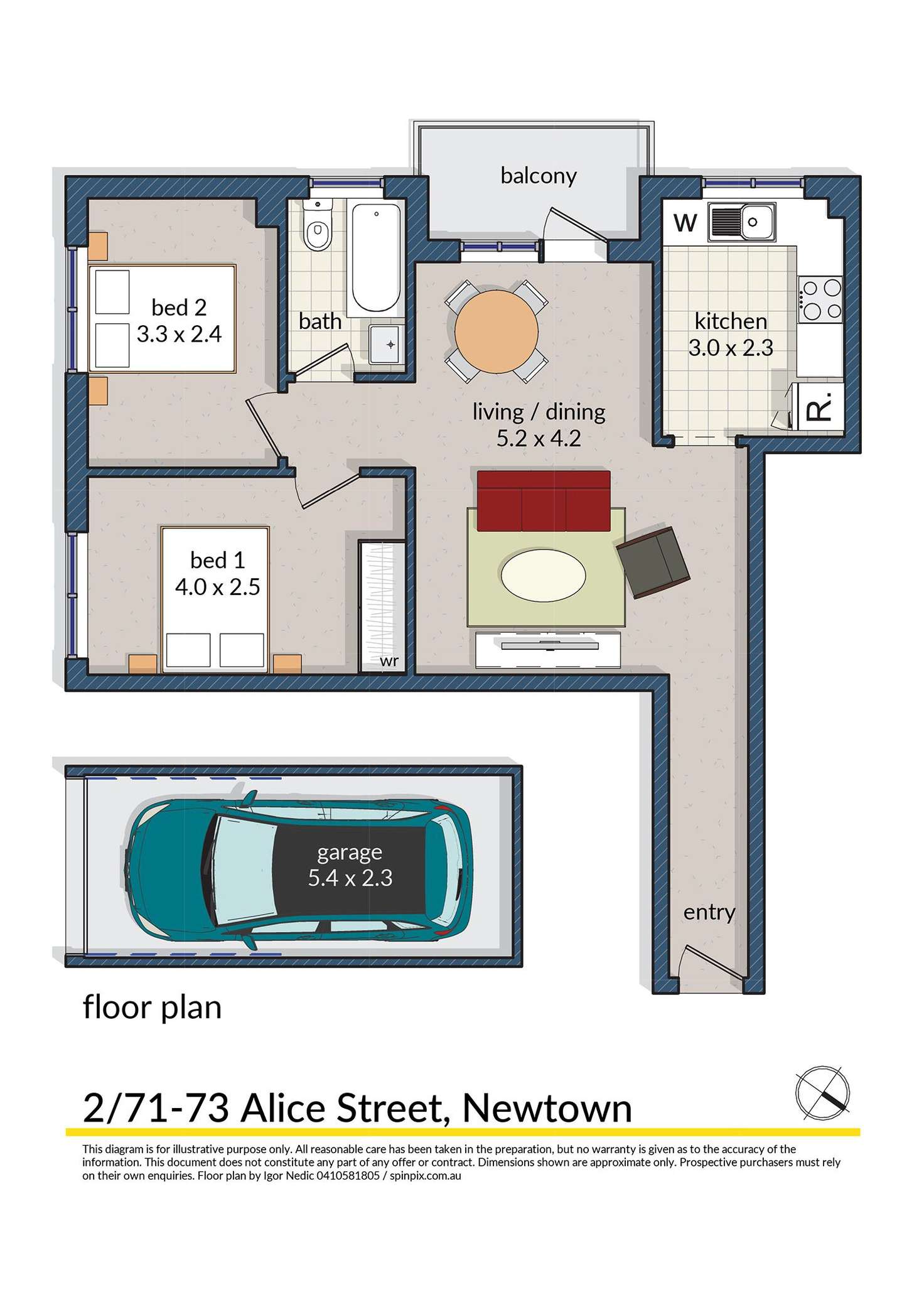 Floorplan of Homely apartment listing, 2/71-73 Alice Street, Newtown NSW 2042