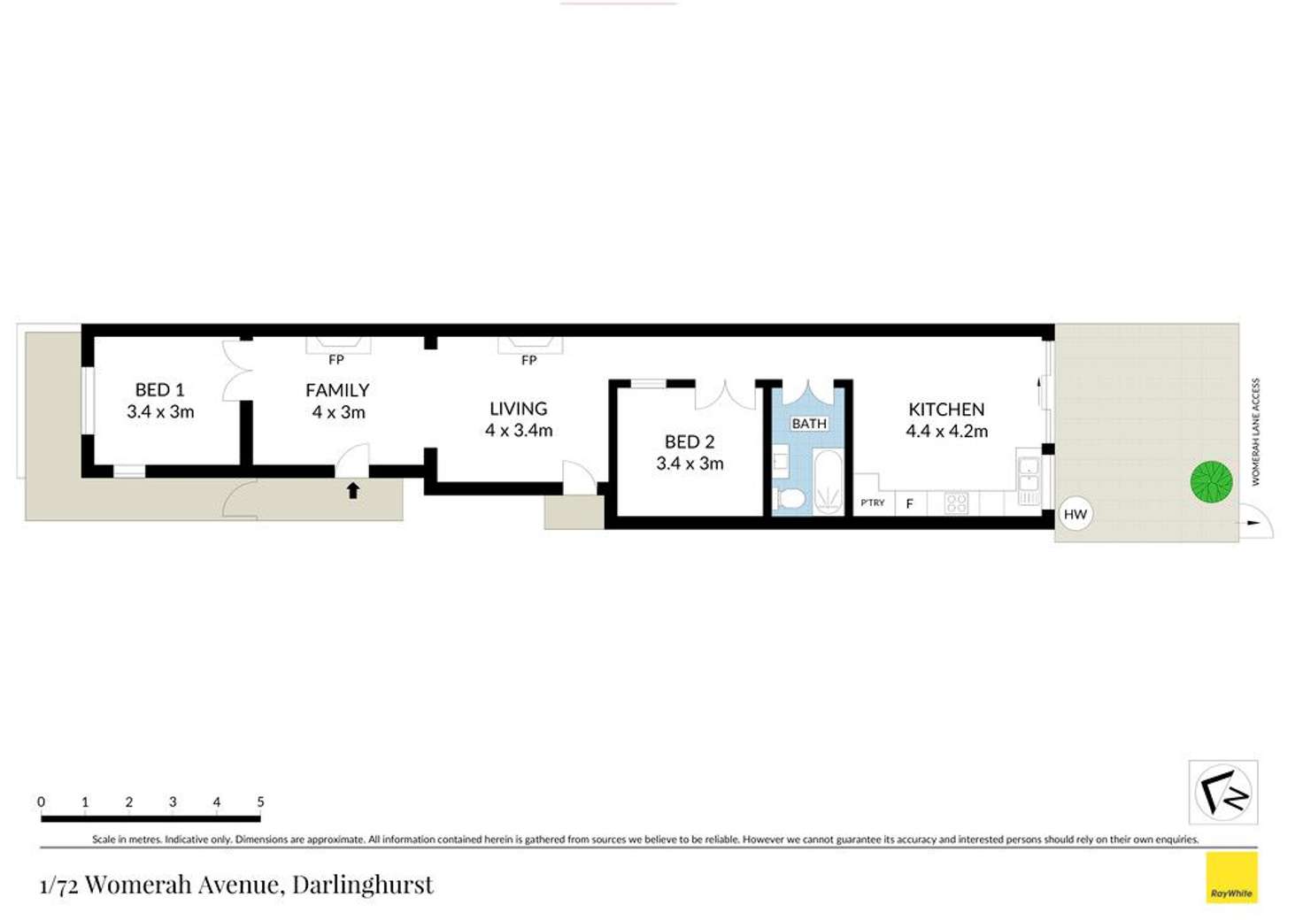 Floorplan of Homely terrace listing, 1/72 Womerah Avenue, Darlinghurst NSW 2010