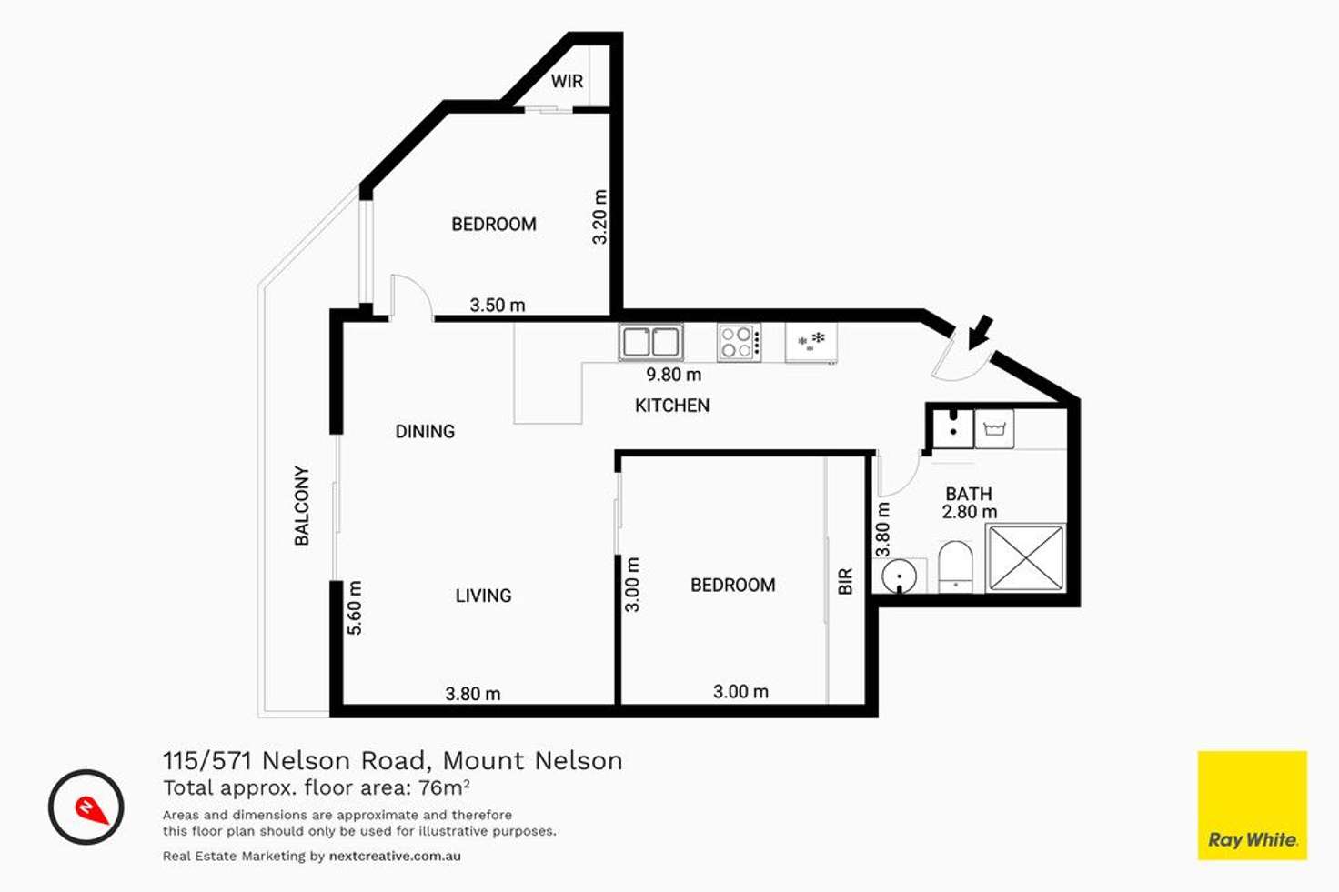 Floorplan of Homely unit listing, 115/571 Nelson Road, Mount Nelson TAS 7007