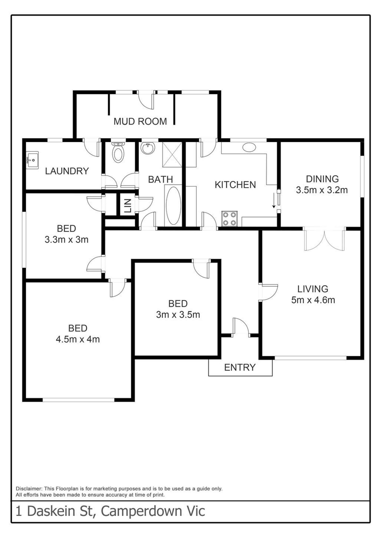 Floorplan of Homely house listing, 1 Daskein Street, Camperdown VIC 3260