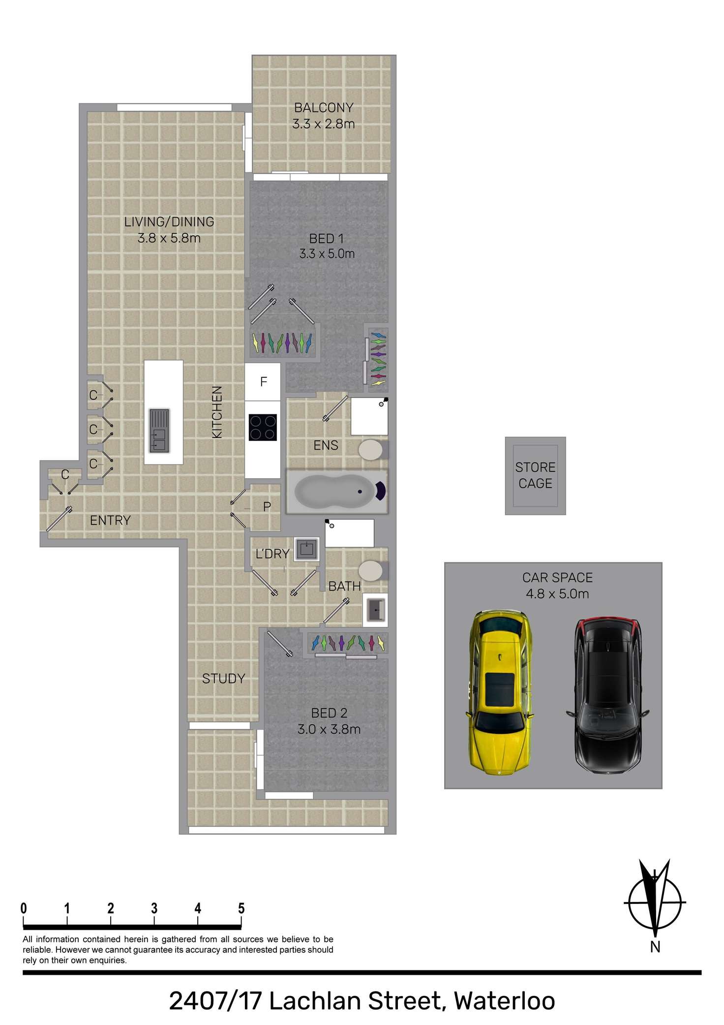 Floorplan of Homely apartment listing, 2407/17 Lachlan Street, Waterloo NSW 2017