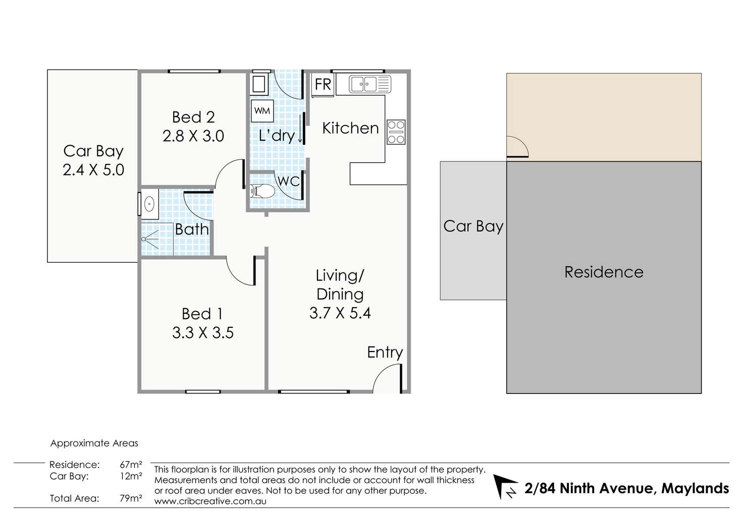 Floorplan of Homely unit listing, 2/84 Ninth Avenue, Maylands WA 6051