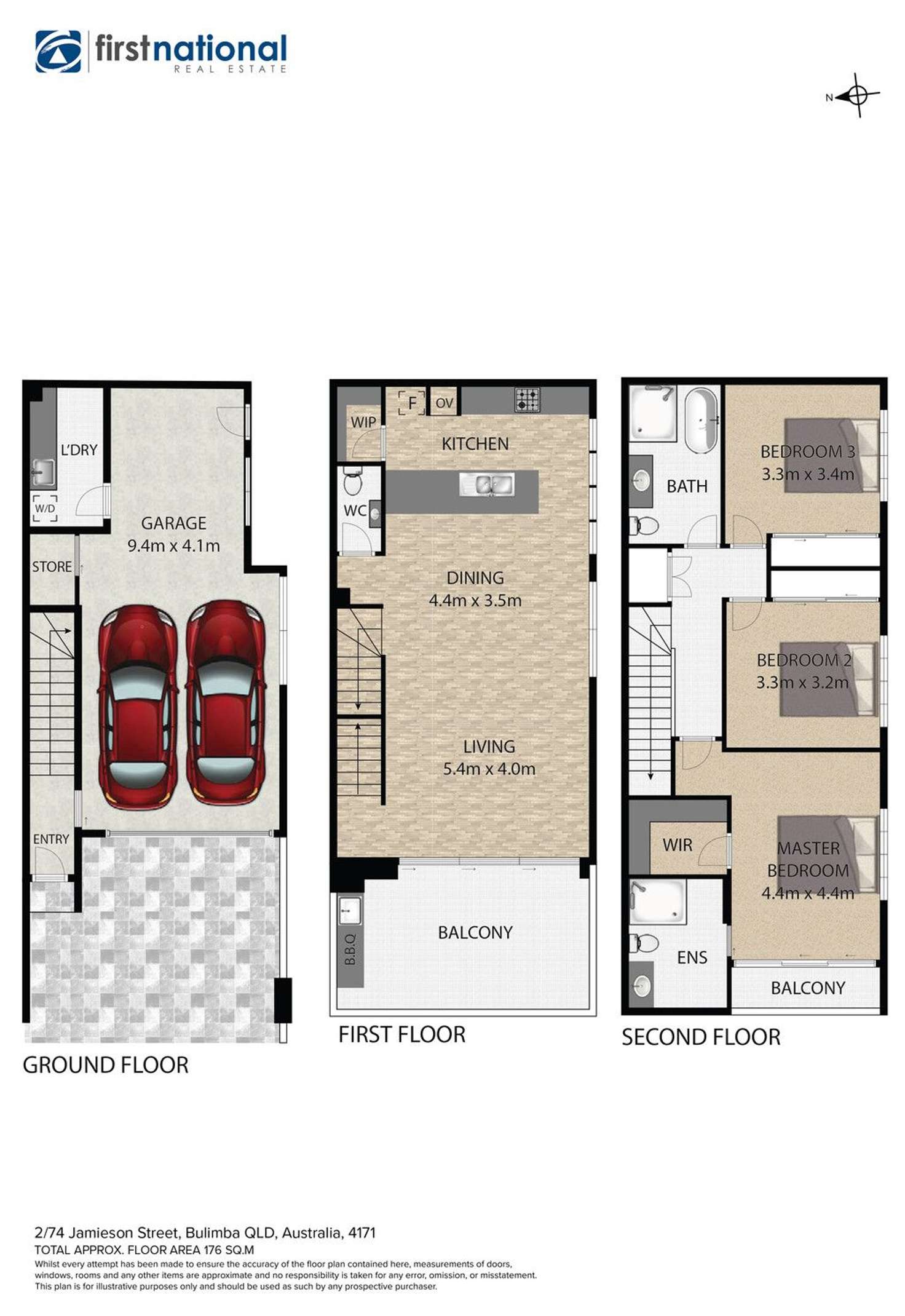 Floorplan of Homely townhouse listing, 2 & 3/74 Jamieson Street, Bulimba QLD 4171